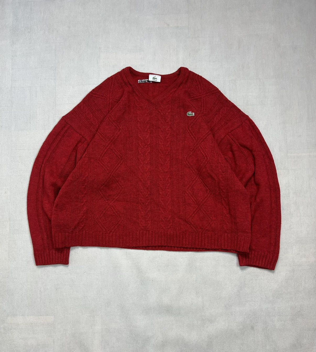 Lacoste × Vintage Baggy Sweater Lacoste vintage braid boxy fit 63x72 cm wool Size US XL / EU 56 / 4 - 1 Thumbnail