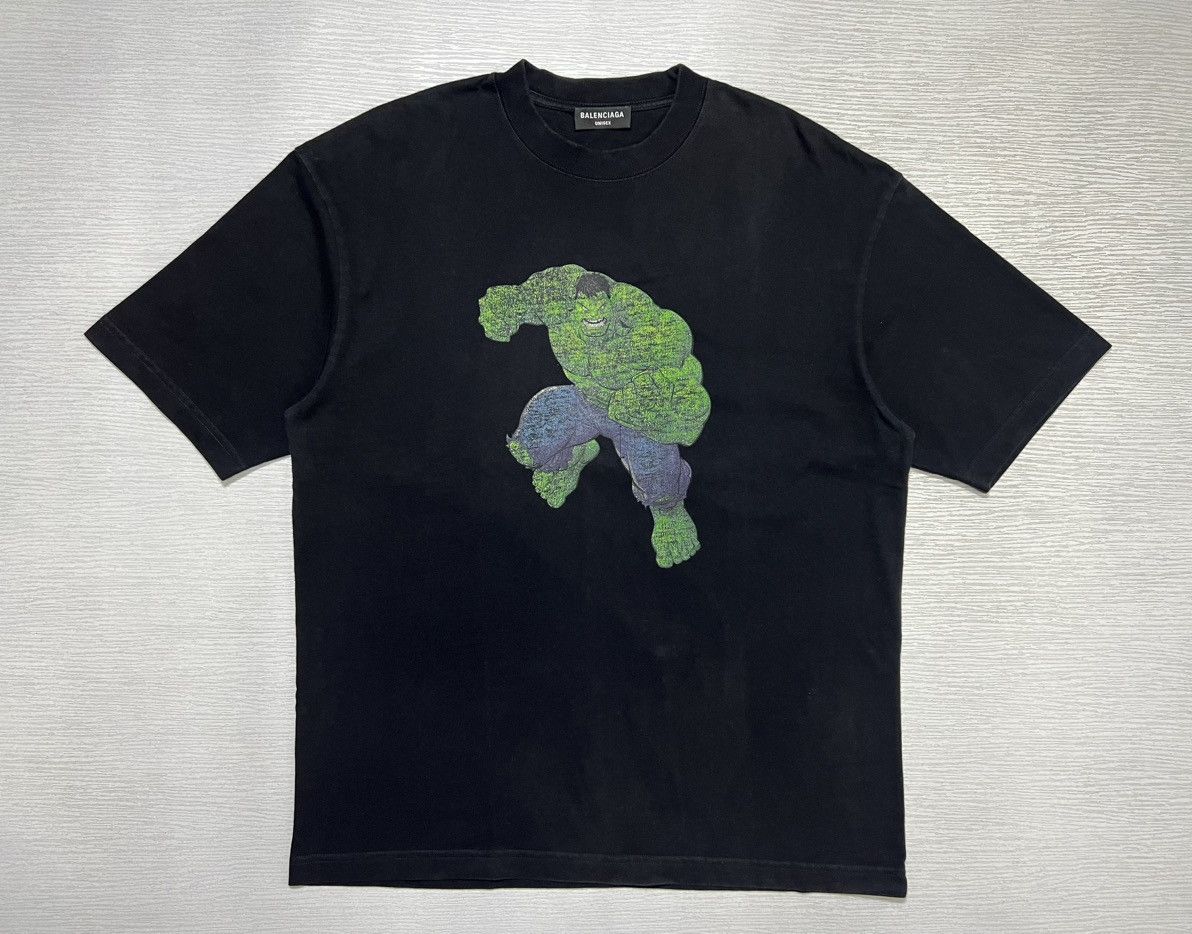 image of Balenciaga - Marvel - “Incredible Hulk” T-Shirt in Black, Men's (Size XS)