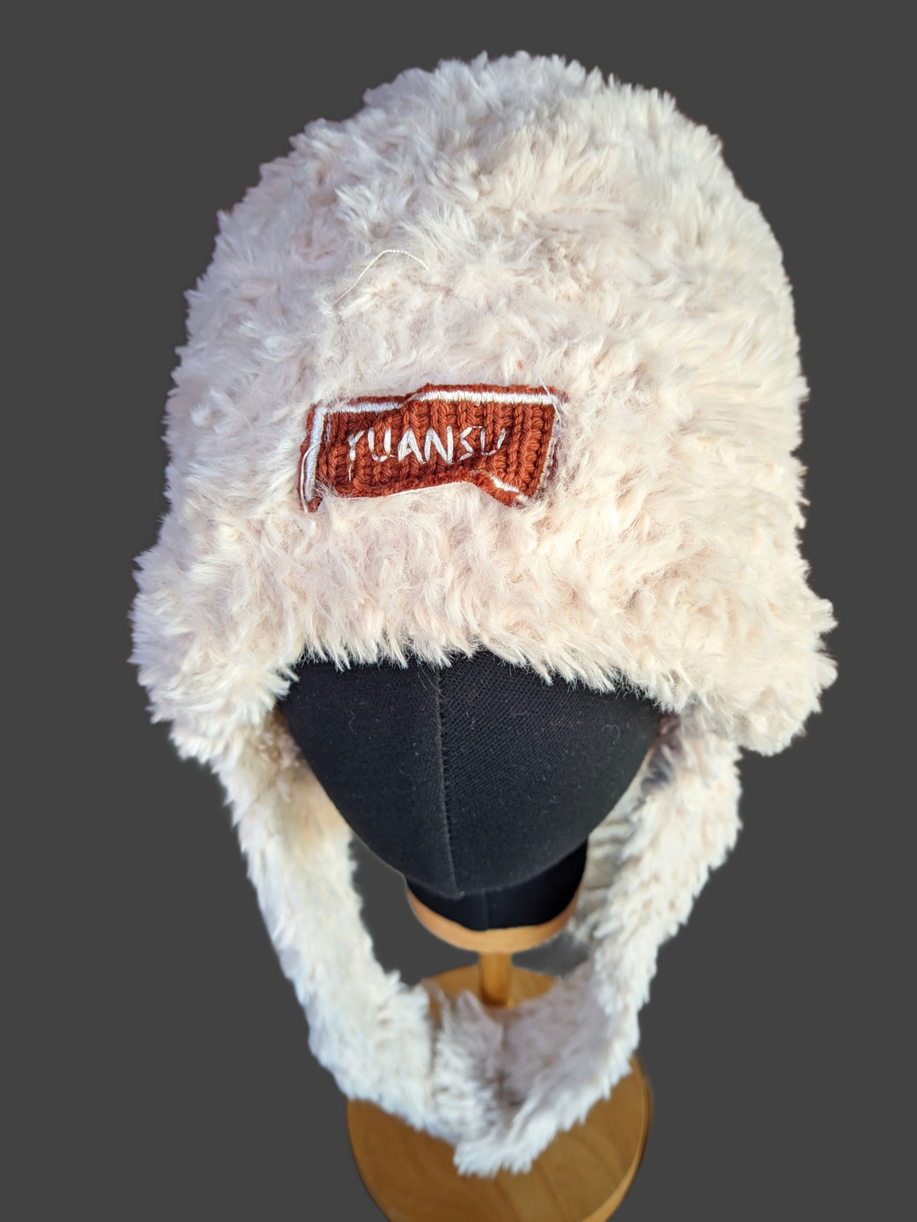 Japanese Brand Yuansu Fur Beanie Full Cover With Button Size ONE SIZE - 2 Thumbnail