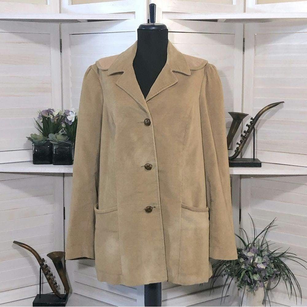 Vintage Vintage 70s tan beige soft corduroy western art coat sz L Size L / US 10 / IT 46 - 1 Thumbnail