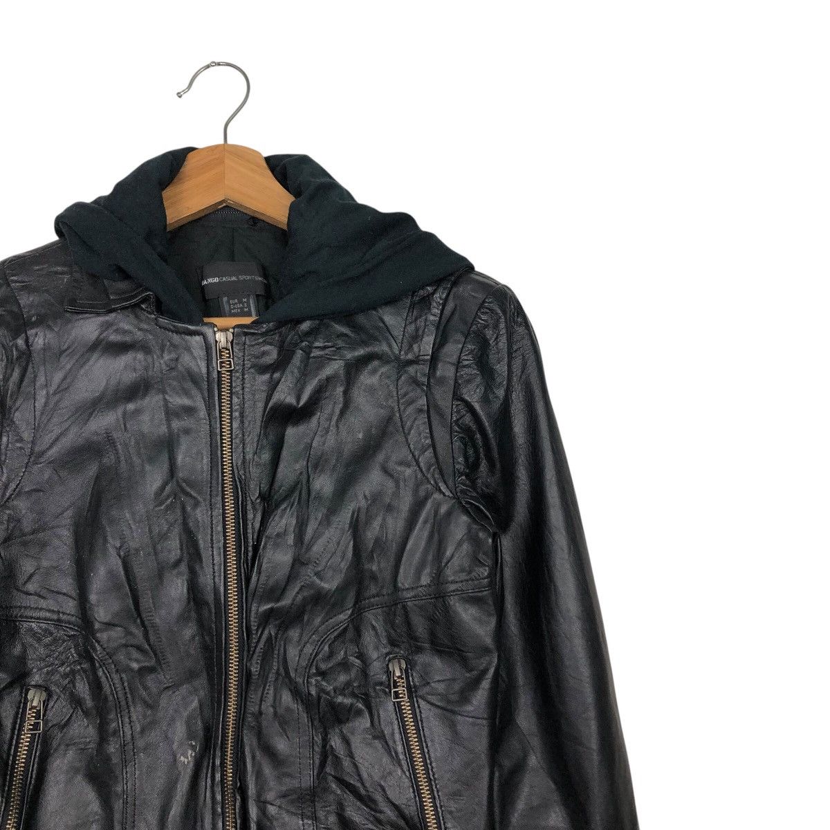 Japanese Brand 📌Cropped Biker Soft Leather Jacket Mango Streetwear Size US M / EU 48-50 / 2 - 8 Thumbnail
