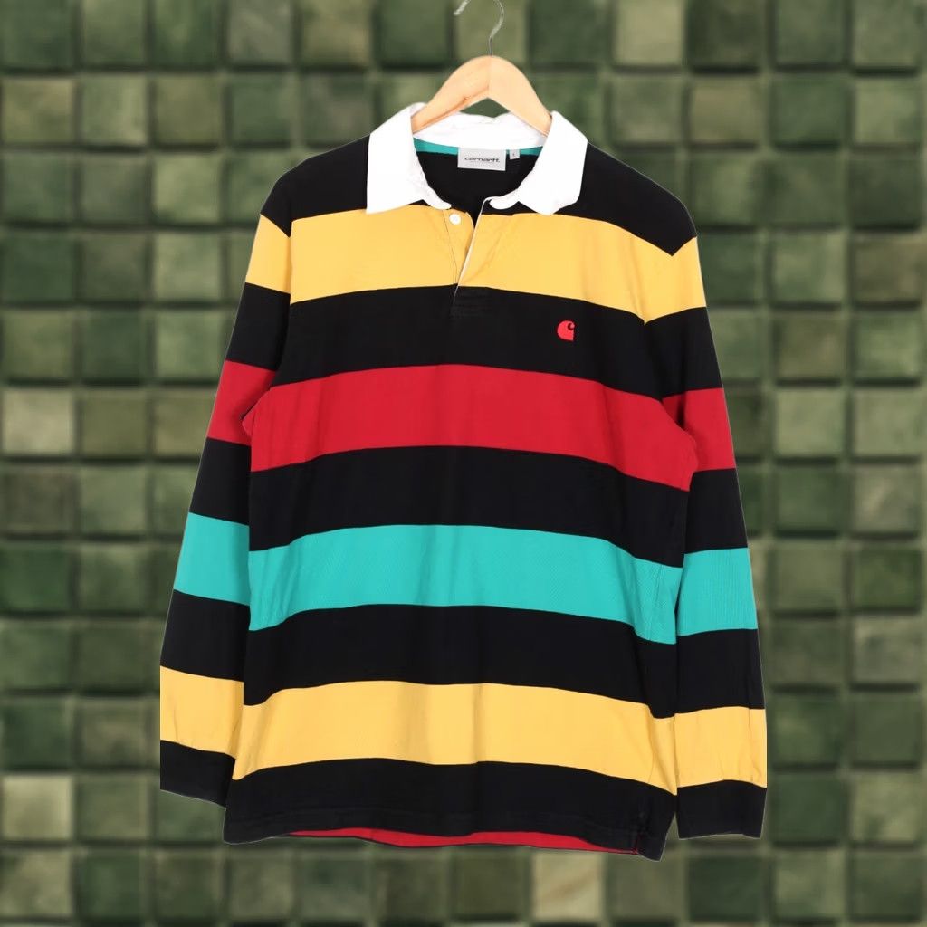 Carhartt Wip CARHARTT WIP Rugby Shirt Men Size L Long Sleeve Striped VR3995 Size US L / EU 52-54 / 3 - 1 Thumbnail