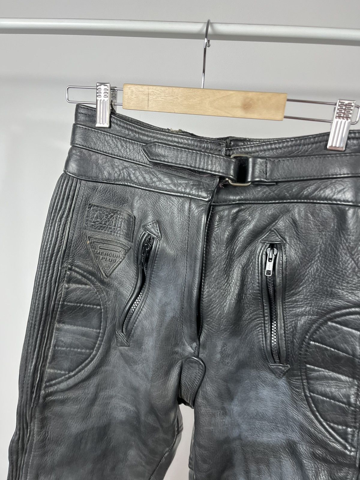 Leather Black Leather Motorcycle Pants Biker Riding Moto Pants Size US 28 / EU 44 - 4 Thumbnail