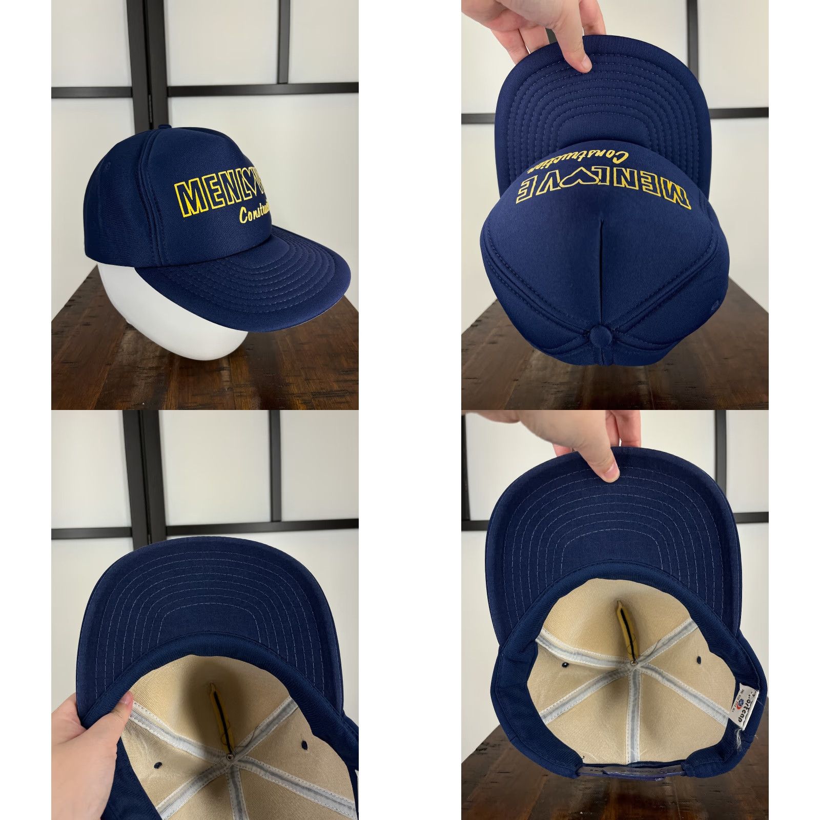Vintage Men Condtruction Hat Cap Snap Back One Size Adult Blue Cotton Polyester Size ONE SIZE - 8 Thumbnail