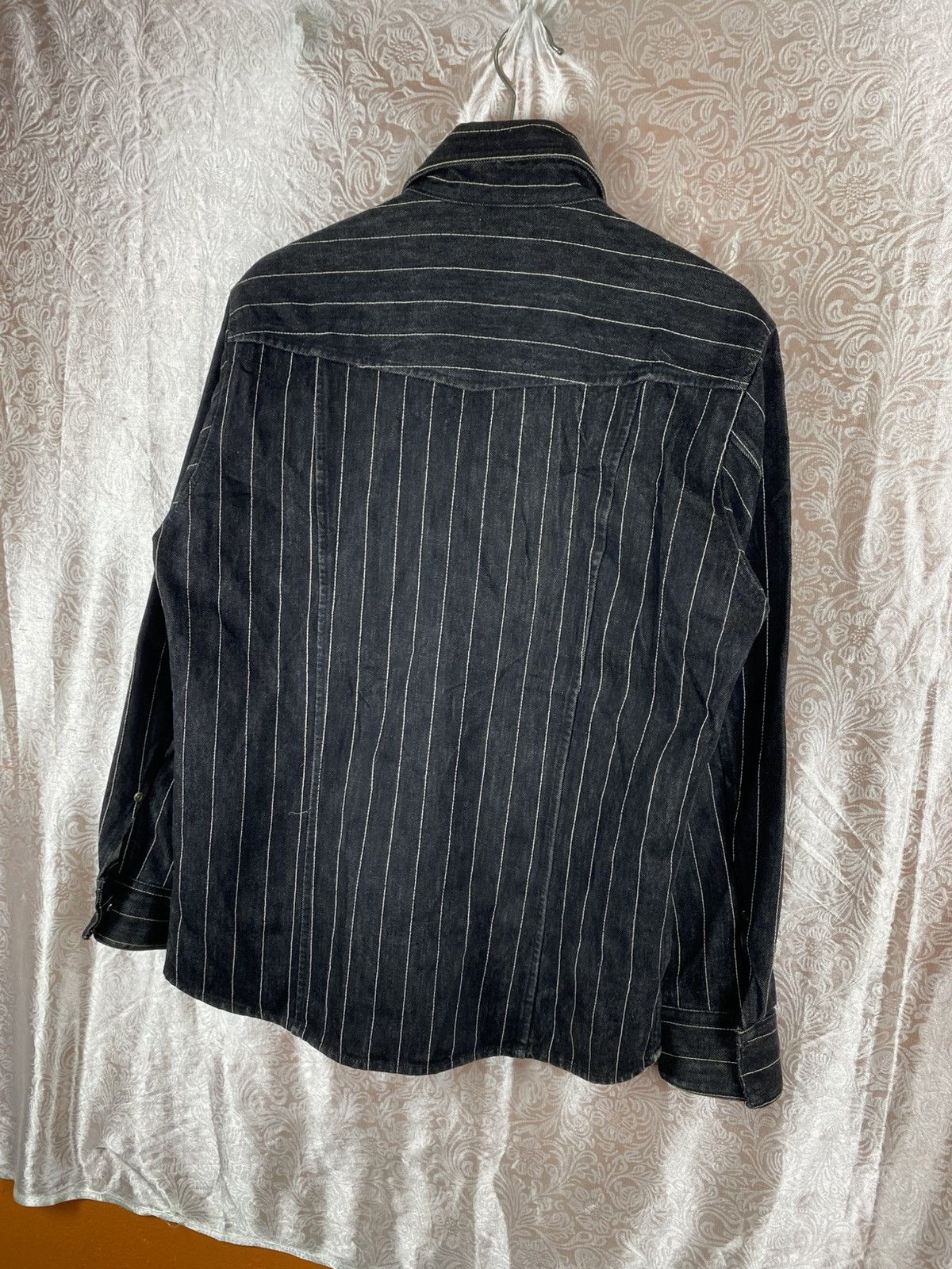 ADAM ET ROPE ADAM ET ROPÉ Black Pinstripe Denim Jacket Vintage Workwear Size US S / EU 44-46 / 1 - 11 Thumbnail