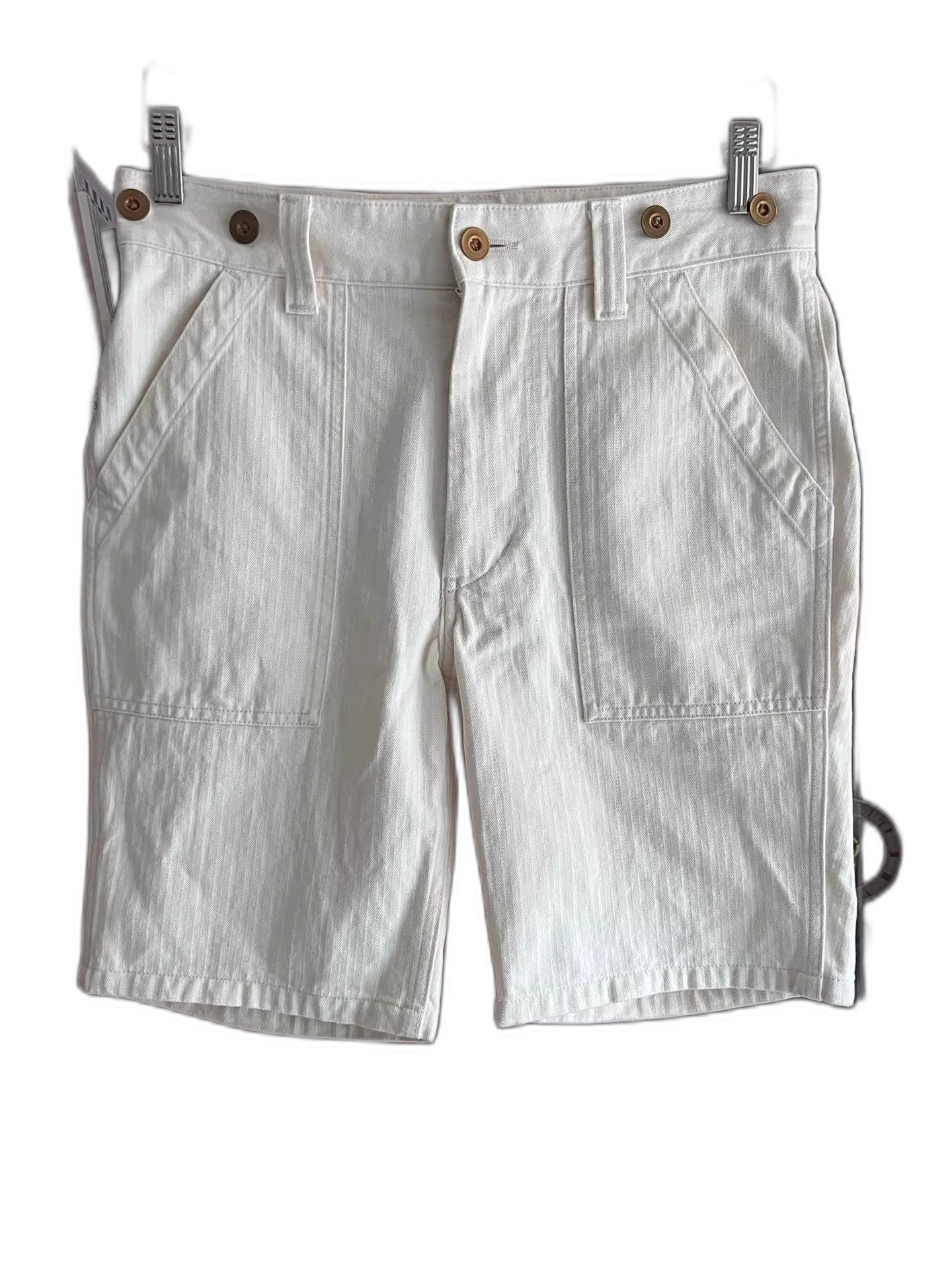 Nigel Cabourn Nigel Cabourn White Herringbone Cargo Shorts Size US 32 / EU 48 - 1 Thumbnail