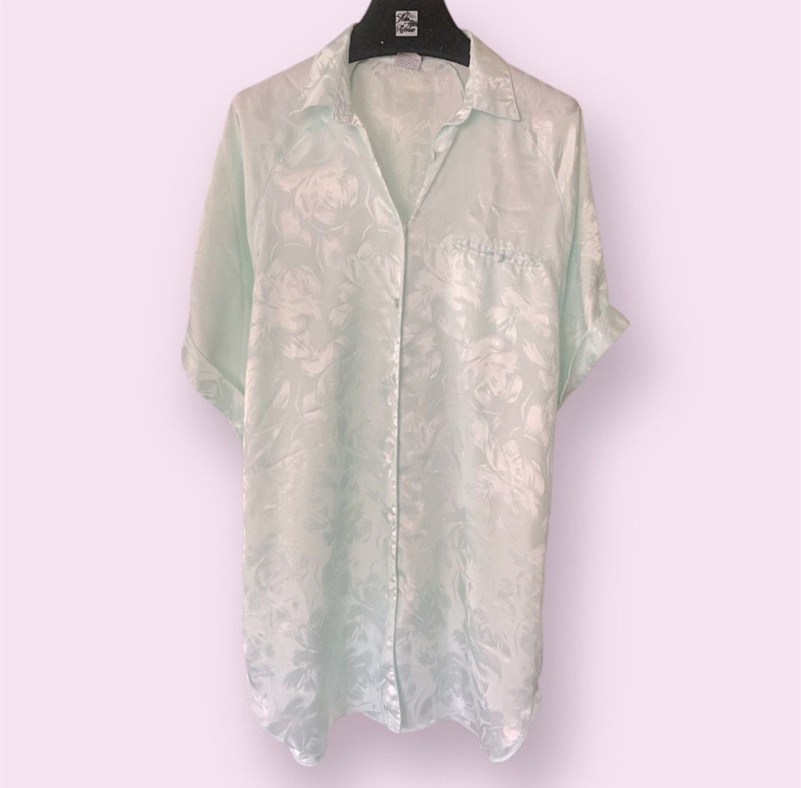 Vintage Floral Satin Mint Nightgown Size M / US 6-8 / IT 42-44 - 1 Thumbnail