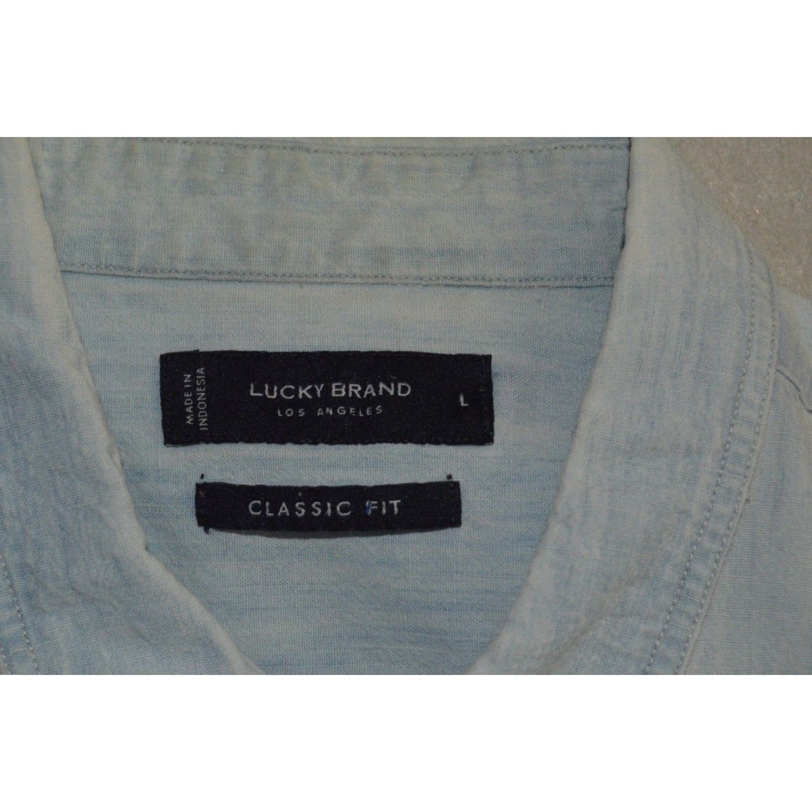 Lucky Brand Lucky Brand Shirt Denim Short-Sleeve Blue Men's Large Button-Up Pockets Cotton Size US L / EU 52-54 / 3 - 3 Thumbnail