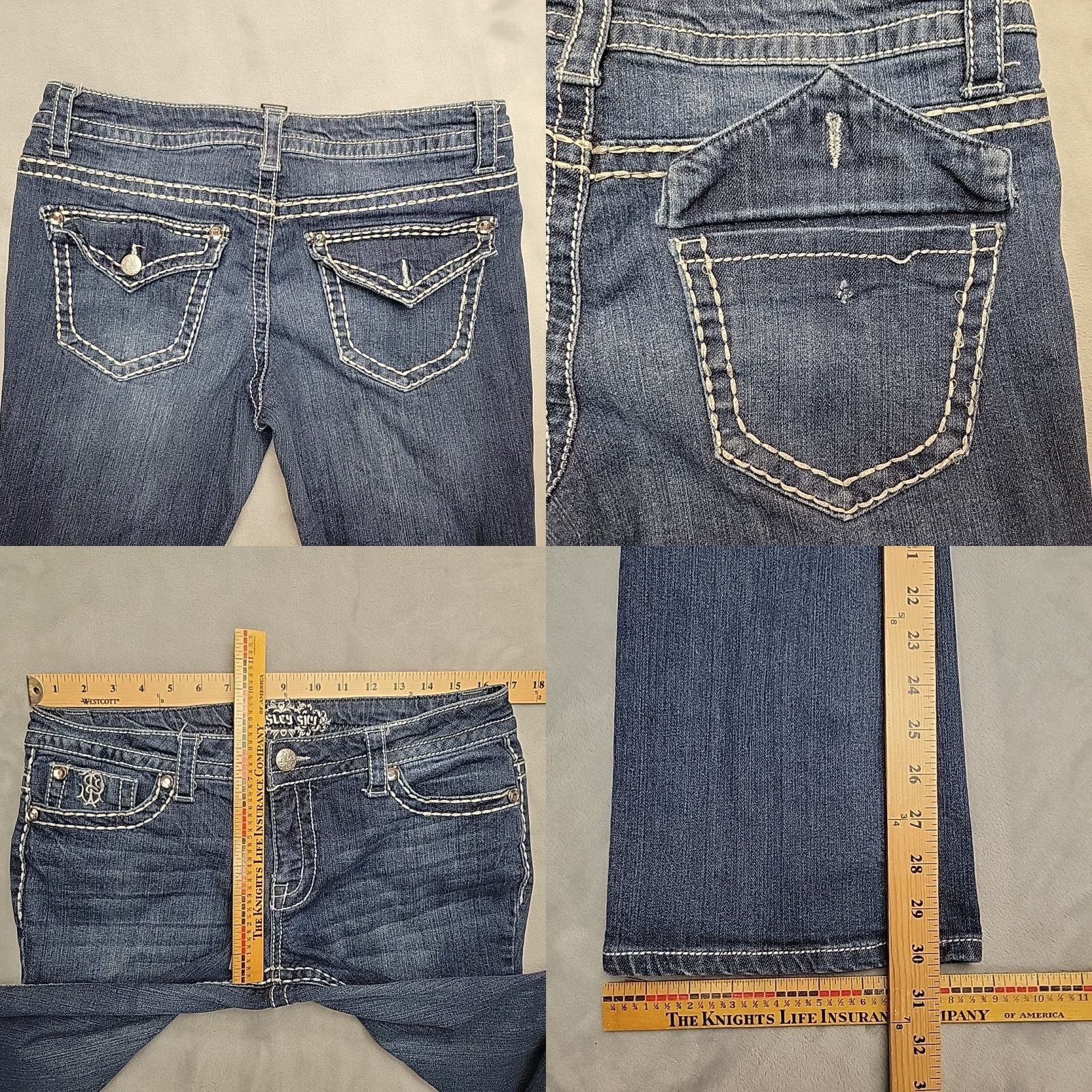 Denime Paisley Sky Jeans Womens 12 Blue Denim Boot Cut Western Cowboy Pants Size 34" / US 12 / IT 48 - 8 Thumbnail