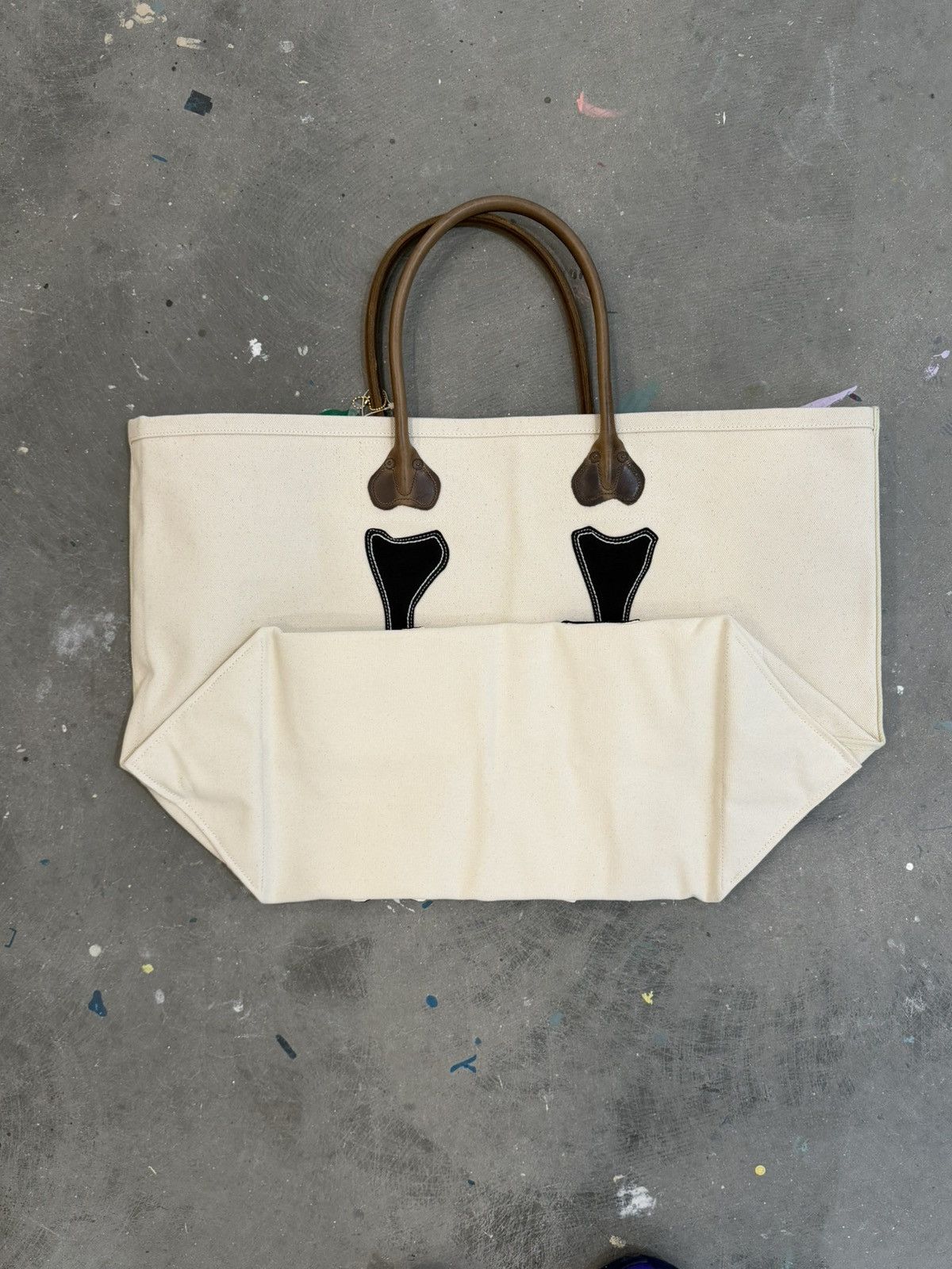 Kapital KAPITAL Extra Large #4 Canvas KOTSU TOTE BAG S Ecru x Black Size ONE SIZE - 6 Thumbnail