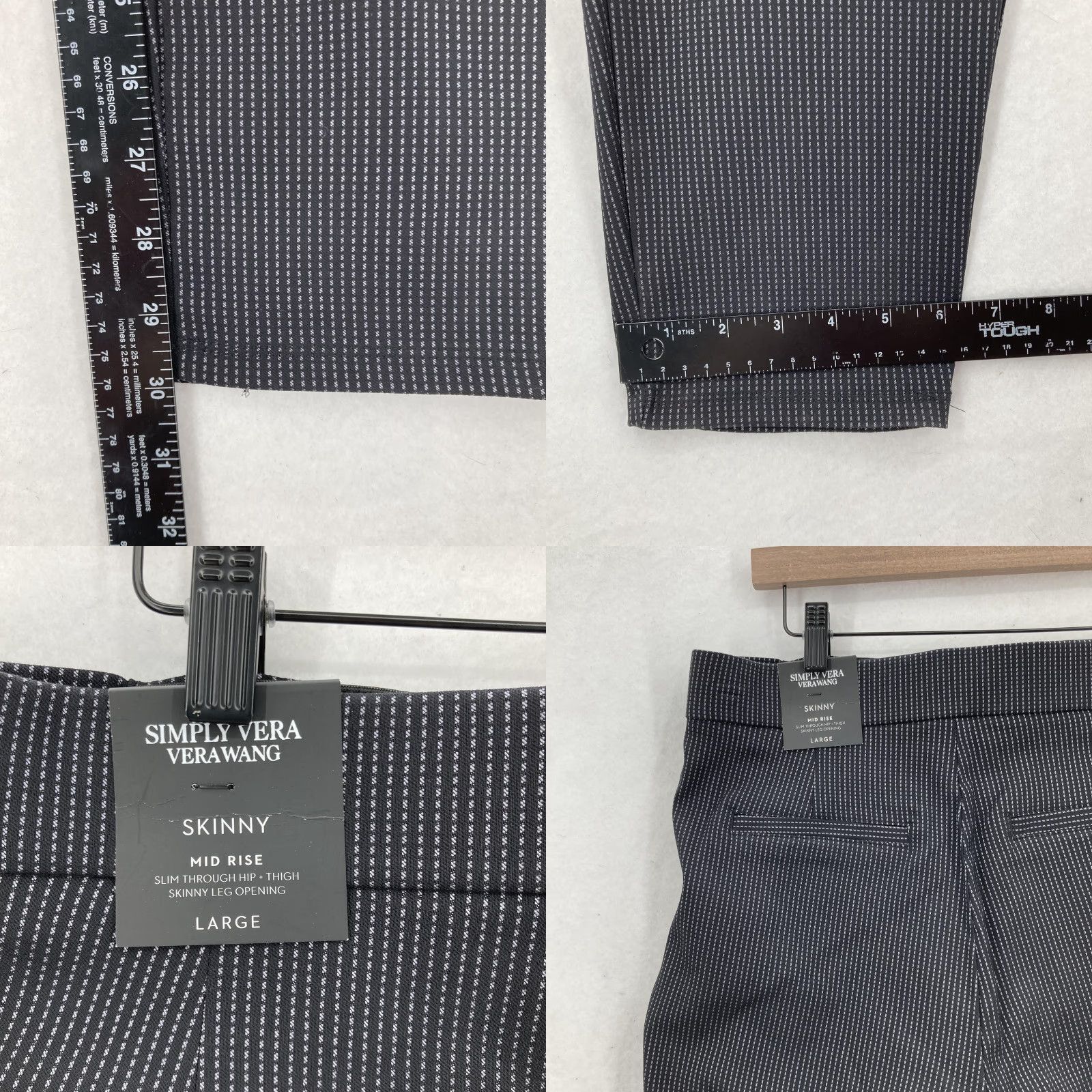 Vintage Simply Vera Vera Wang Pants Womens Large Black Pinstripe Polished Twill Skinny Size 36" / US 14 / IT 50 - 9 Thumbnail