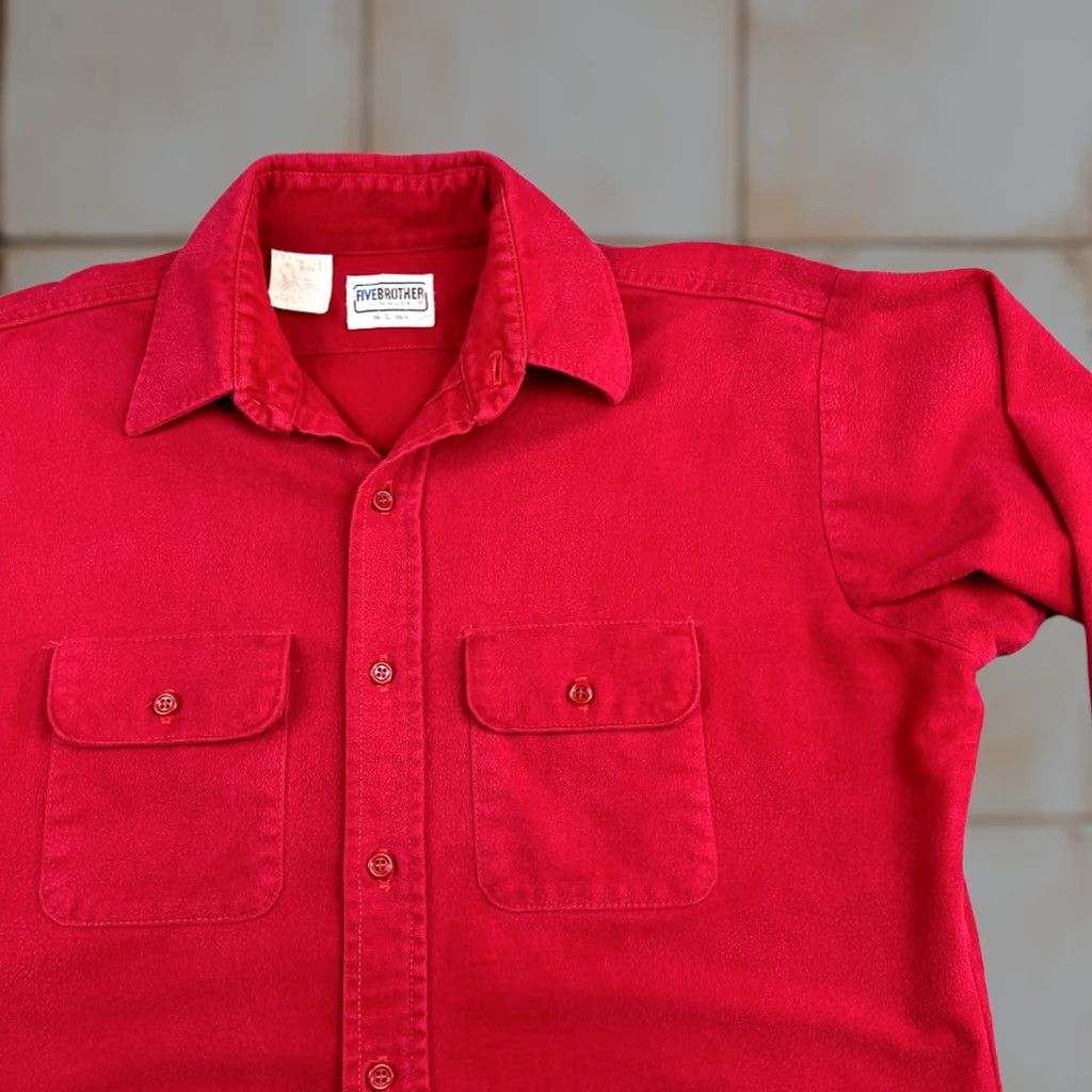 Vintage VINTAGE Five Brother Shirt Adult LARGE Red Flannel USA Union Made Barn Chore 80s Size US L / EU 52-54 / 3 - 1 Thumbnail