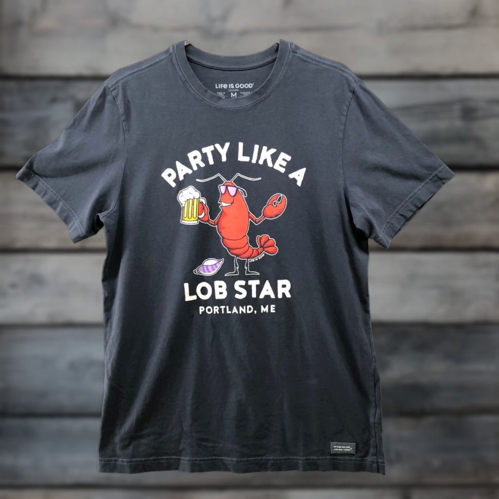 Life is Good Life is Good Crusher Tee Mens M Short Sleeve Graphic Print Cotton Gray Short Sleeve All Seasons Summer Spring Fall Portland ME Shirts Mens Size US 31 - 1 Thumbnail