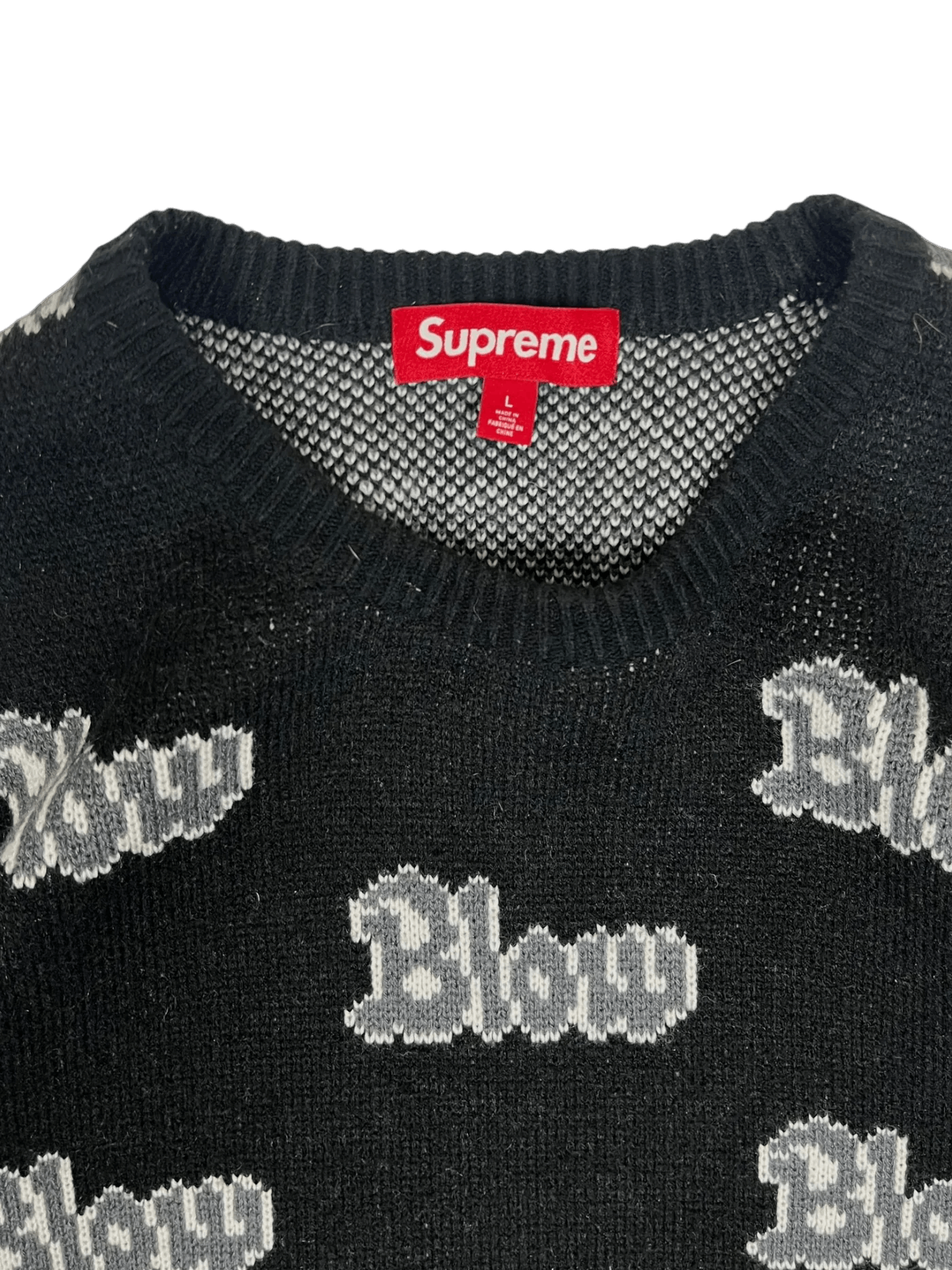 Supreme Supreme FW23 Blow Knit Black Crewneck Size US L / EU 52-54 / 3 - 3 Thumbnail
