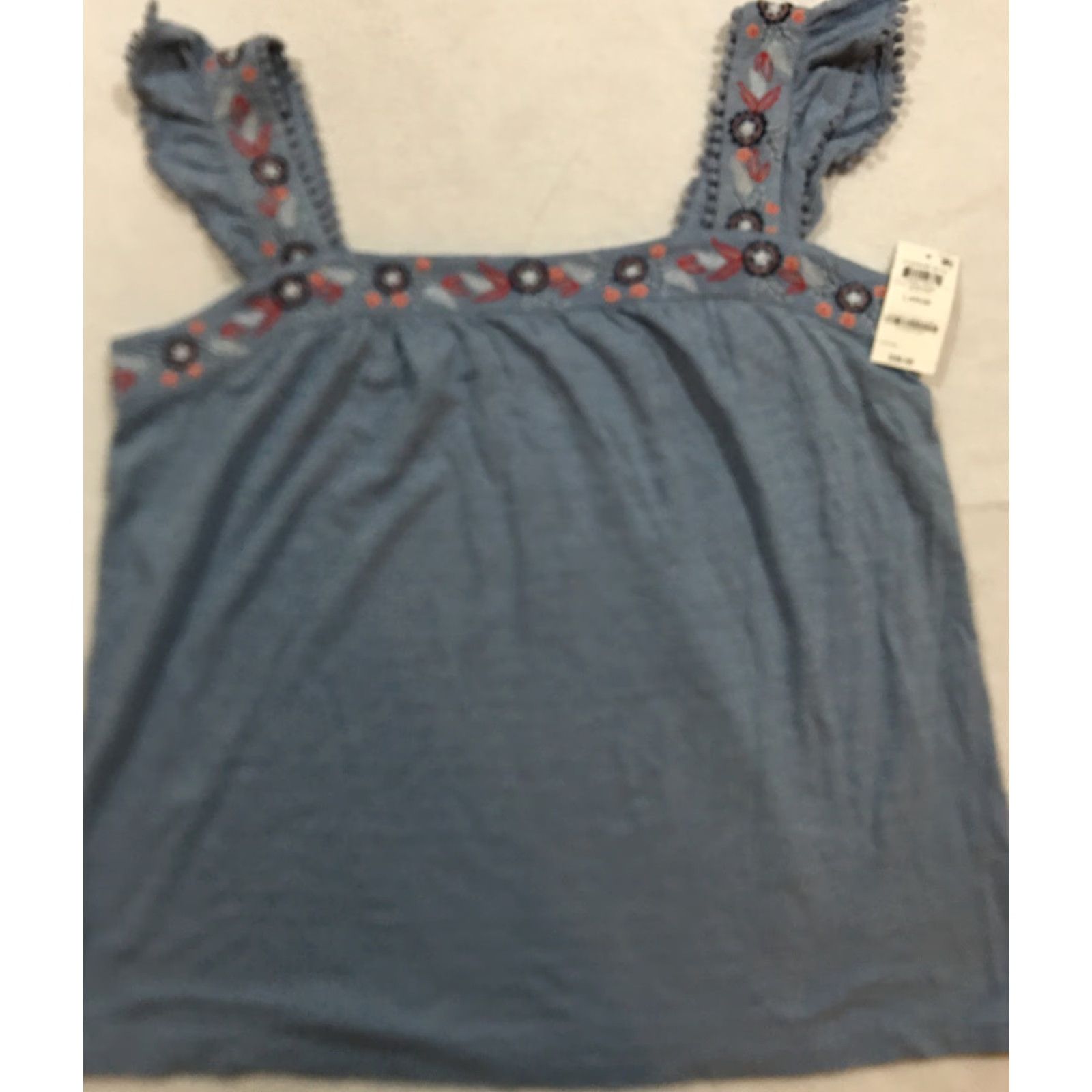 CO Style And Co Women's Tank Top Embroidered Sleeveless Camisole Blue L Regular Size L / US 10 / IT 46 - 2 Thumbnail