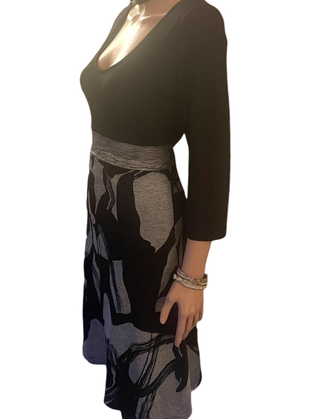 Vintage Vintage Black Dress Vintage 90s Grey black abstract print M Size M / US 6-8 / IT 42-44 - 2 Thumbnail