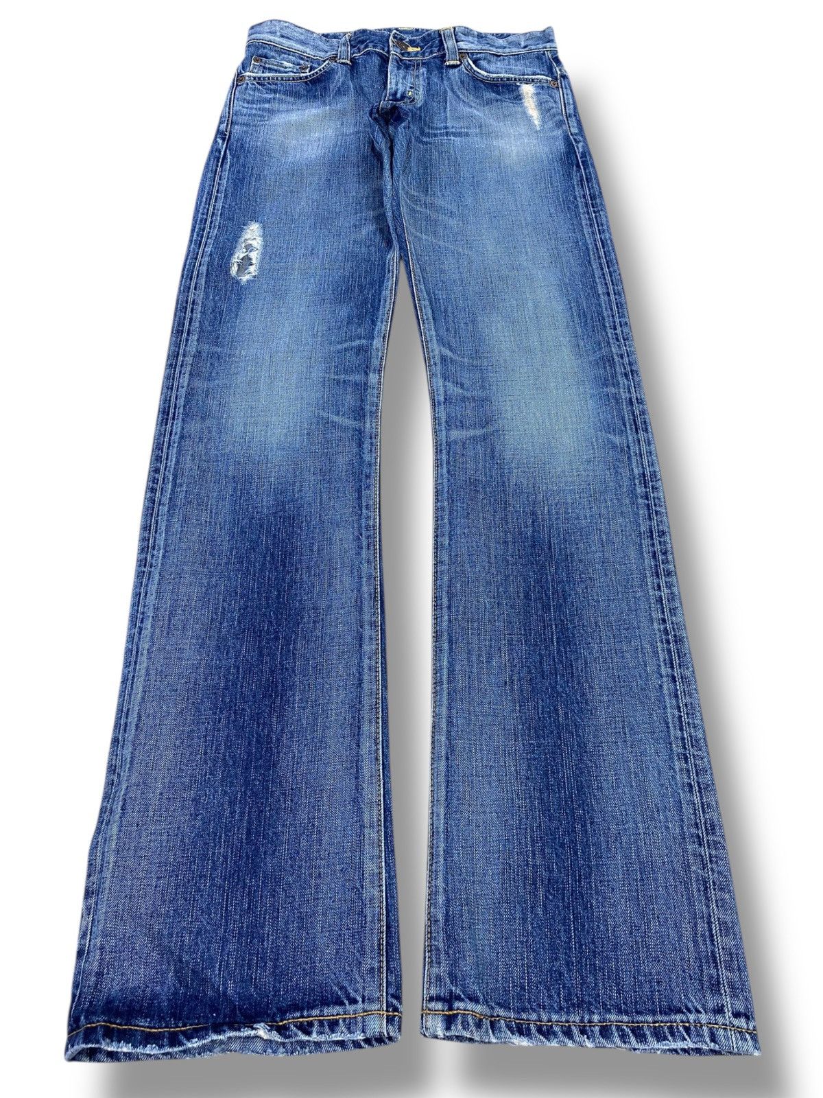 Edwin Edwin Blue Wash Whiskered Style Flare Jeans Size US 30 / EU 46 - 1 Thumbnail