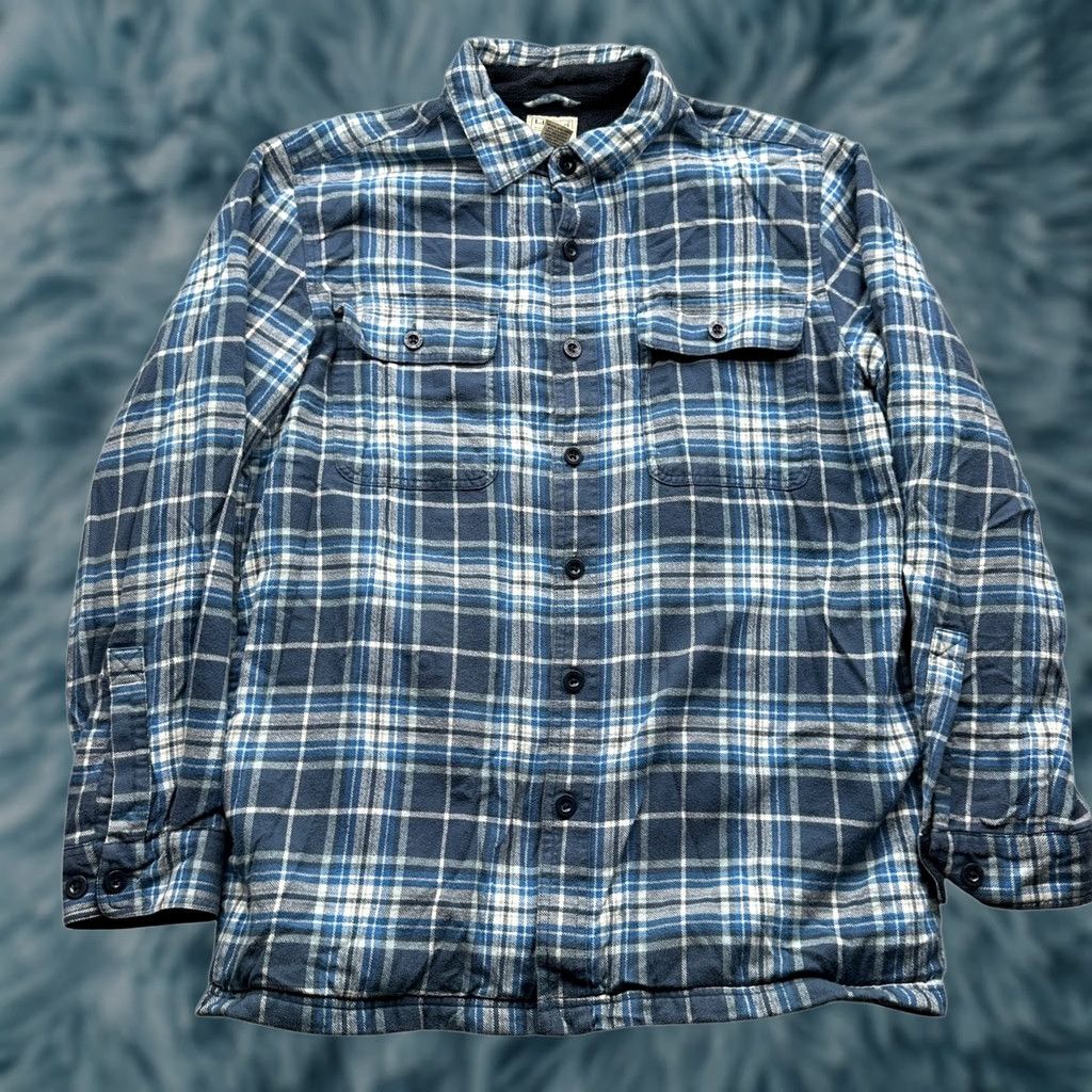 Vintage LL Bean Fleece Lined Flannel Shirt Mens Medium Traditional Fit Blue Plaid Shirt Size US M / EU 48-50 / 2 - 1 Thumbnail