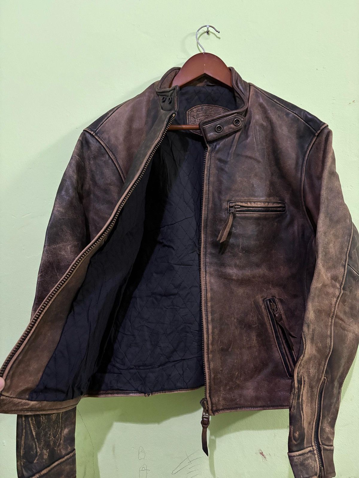 Other Real Leather Cafe Racer Jacket Biker Jacket Flame Stlye Size US L / EU 52-54 / 3 - 4 Thumbnail