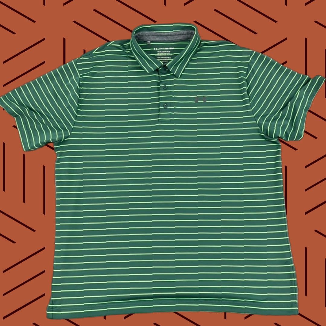 Under Armour Under Armour Polo Shirt 2XL Green Striped Neon Performance Golf Sports Mens Size US XXL / EU 58 / 5 - 1 Thumbnail