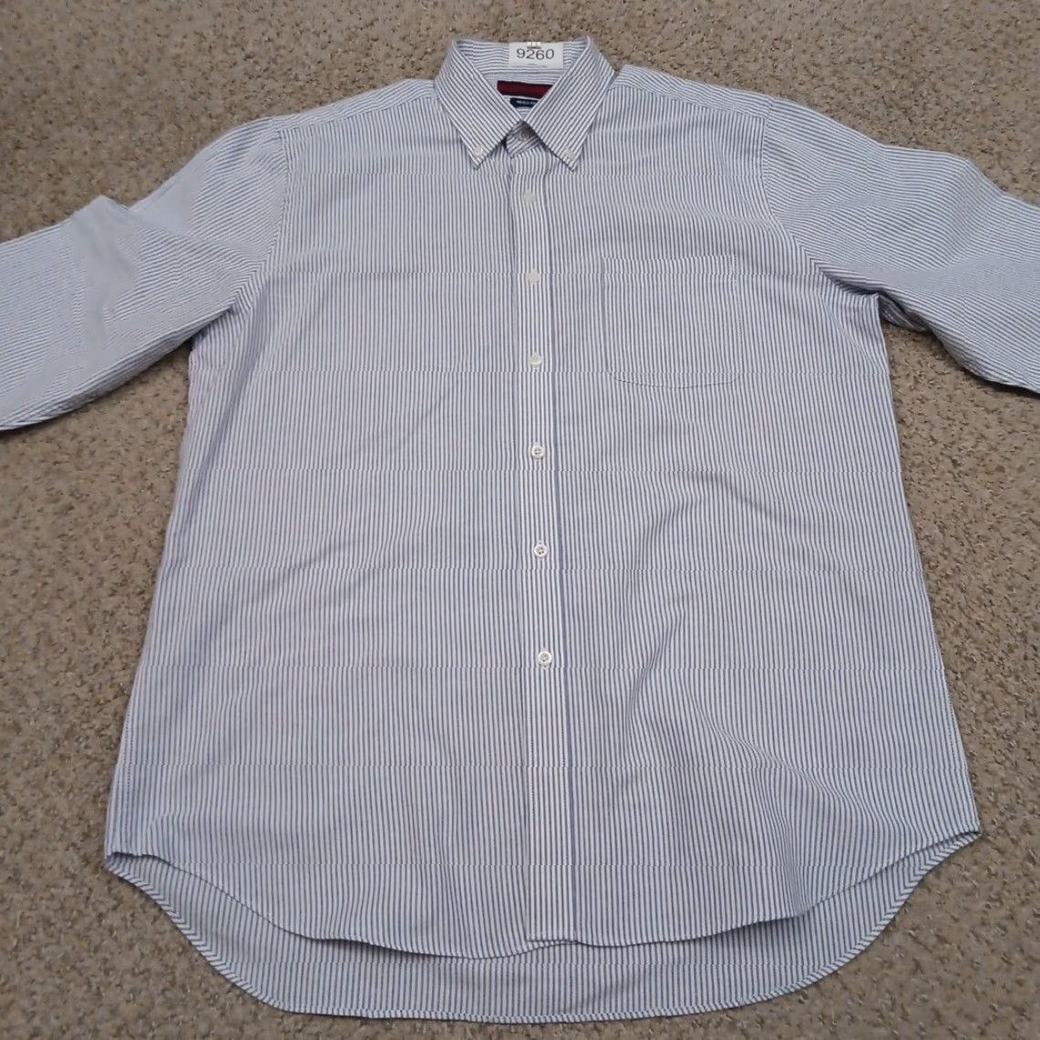 Architect Architect Shirt Mens Large Blue Striped Long Sleeve Button Down Cotton Blend Size US L / EU 52-54 / 3 - 5 Thumbnail