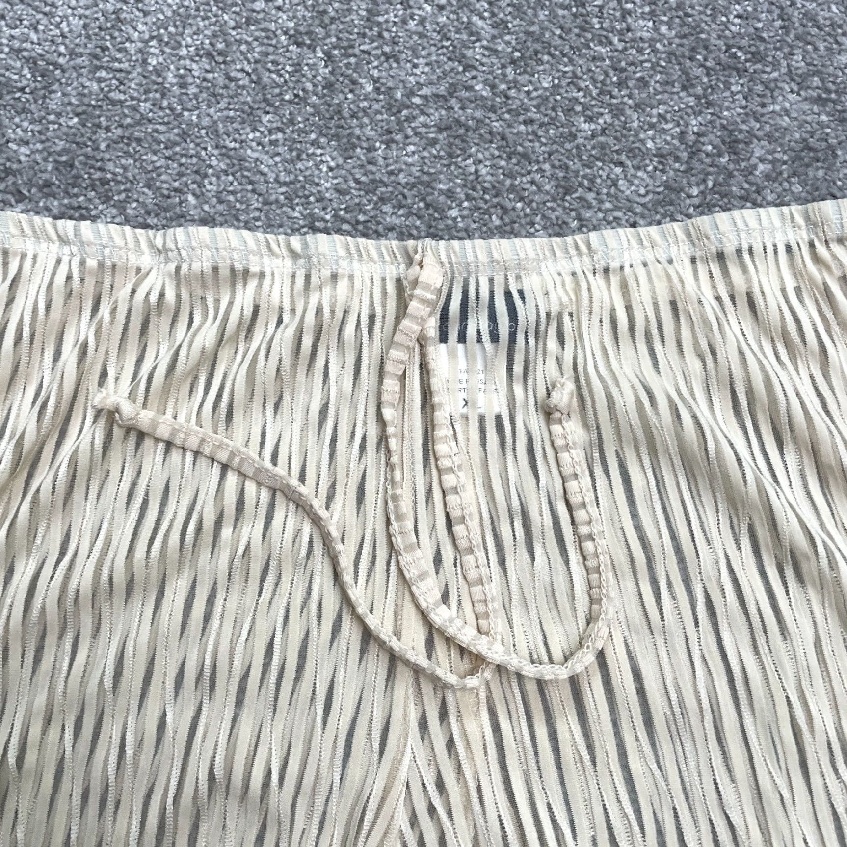 Vintage Jordan Taylor Women's XL Ivory Striped Sheer Cover Up Wide Leg Pants Beach Lightweight Size 40" / US 18 - 3 Thumbnail