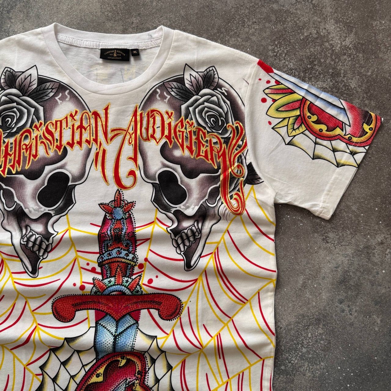 Christian Audigier Christian Audigier (Ed Hardy) Rhinestones Y2K T-Shirt Size US L / EU 52-54 / 3 - 5 Thumbnail