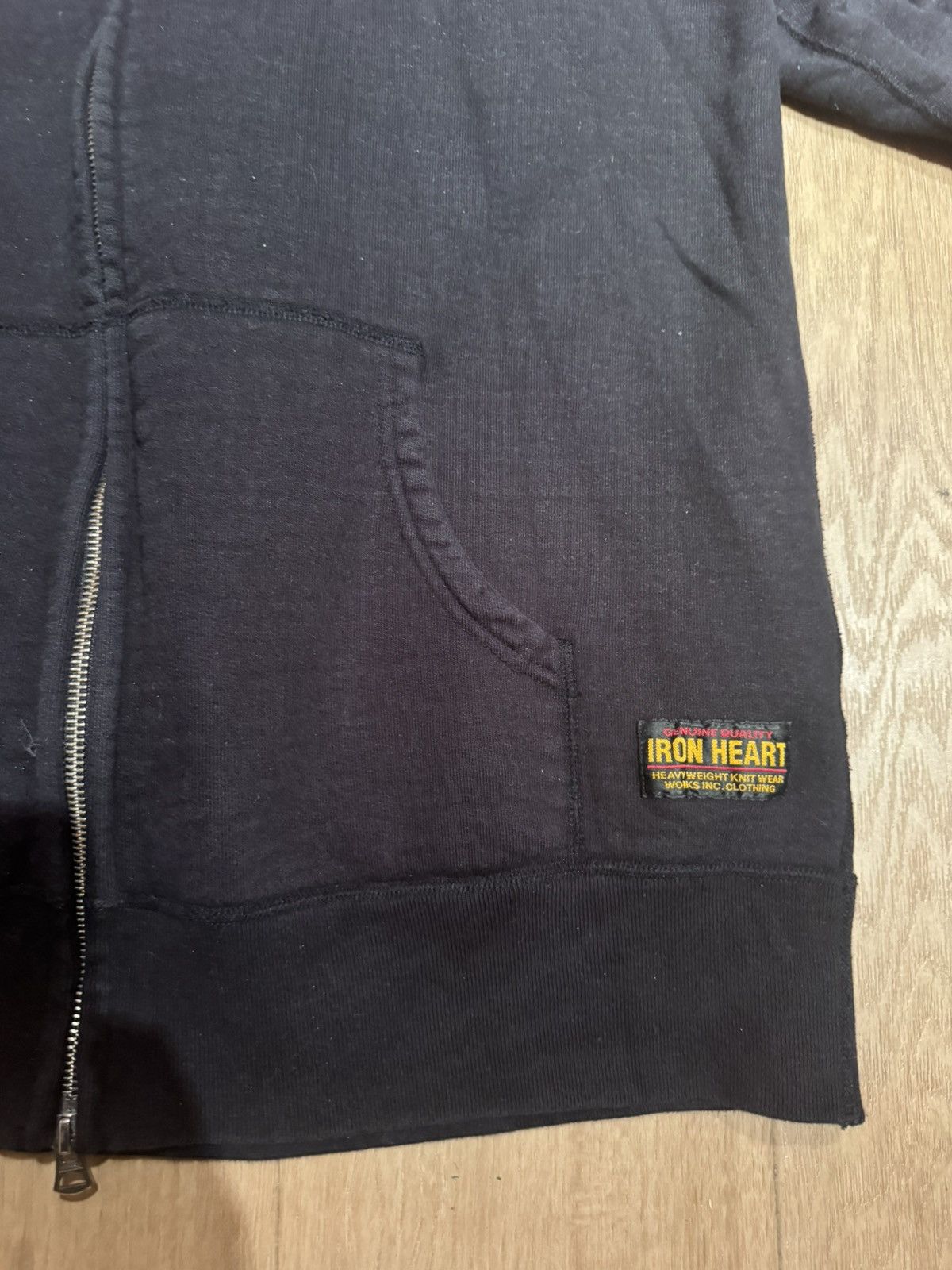 Iron Heart 14oz Ultra Heavyweight Loopwheel Cotton Zip Up Hoodie - Blk Size US XXL / EU 58 / 5 - 3 Thumbnail