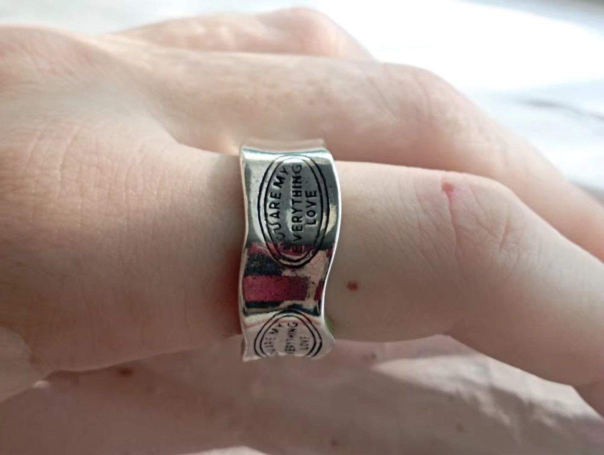 Other Letter Carving Green Stripe Retro Ring Size ONE SIZE - 4 Thumbnail