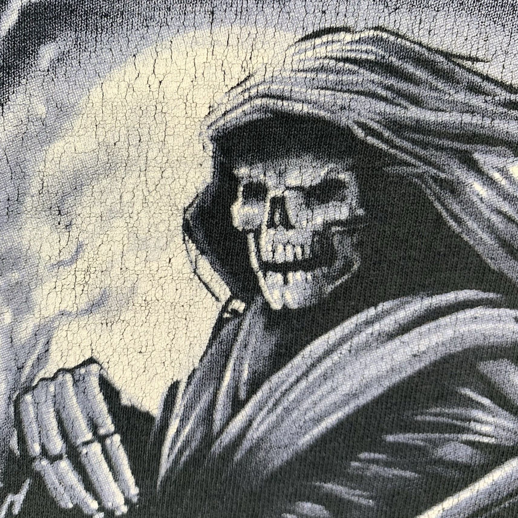 Gildan VINTAGE Y2K Grim Reaper T-Shirt Men Oversized Black Cotton 90s Biker Grunge Graphic Print Size US L / EU 52-54 / 3 - 7 Thumbnail
