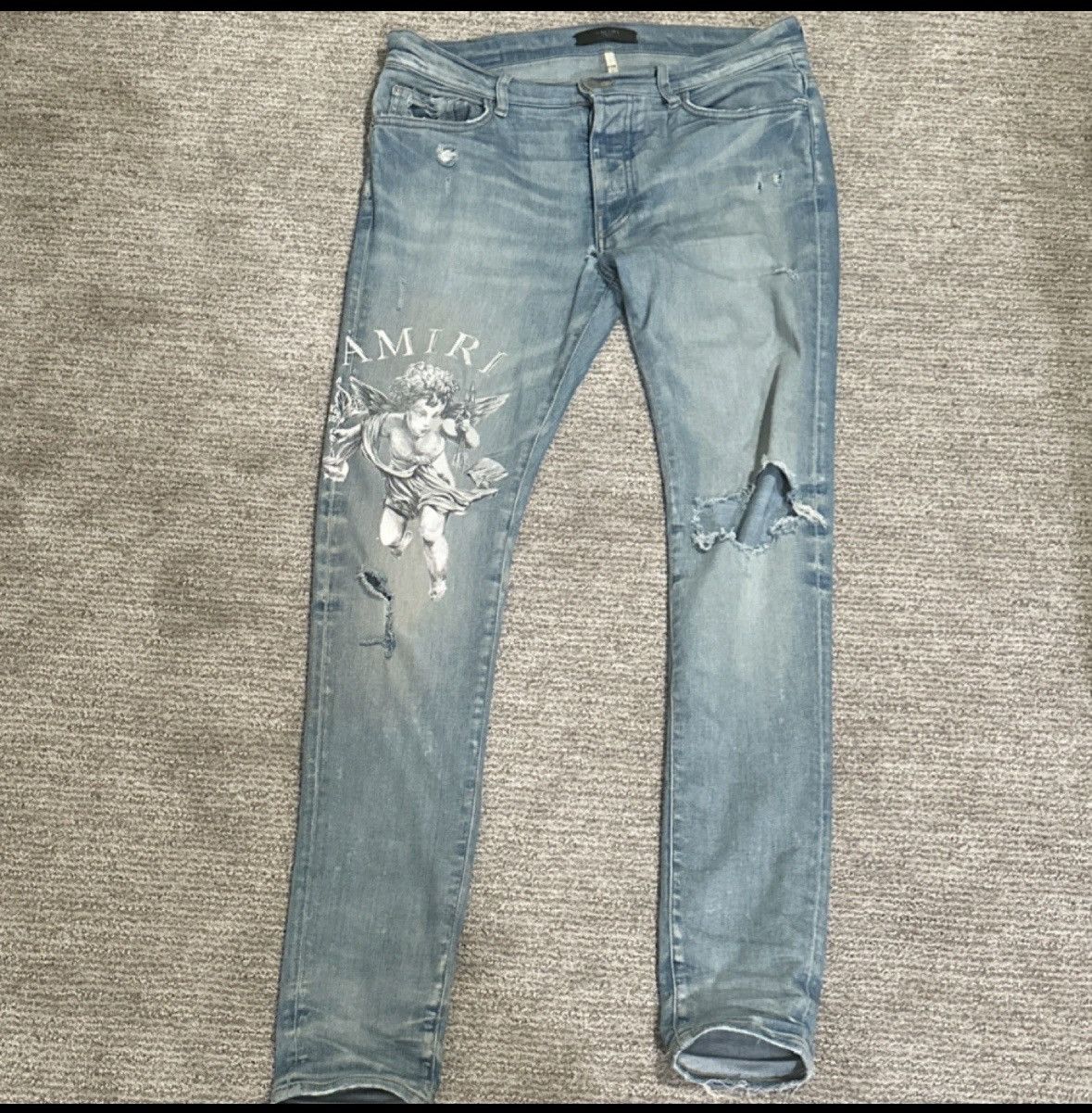 Amiri Cherub Jeans distressed light blue denim