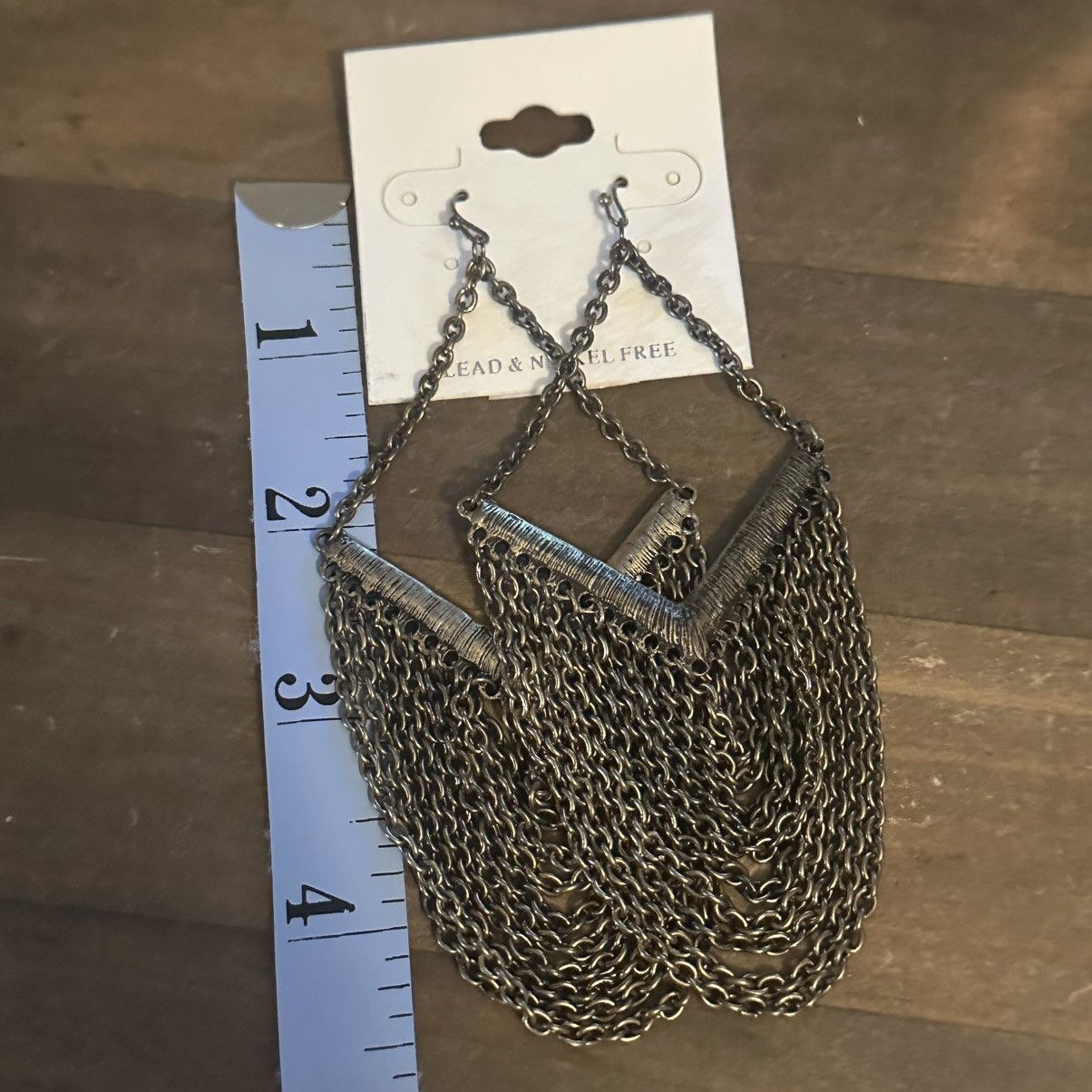 Other Bronze tone rhinestone chevron chain earrings Size ONE SIZE - 4 Thumbnail