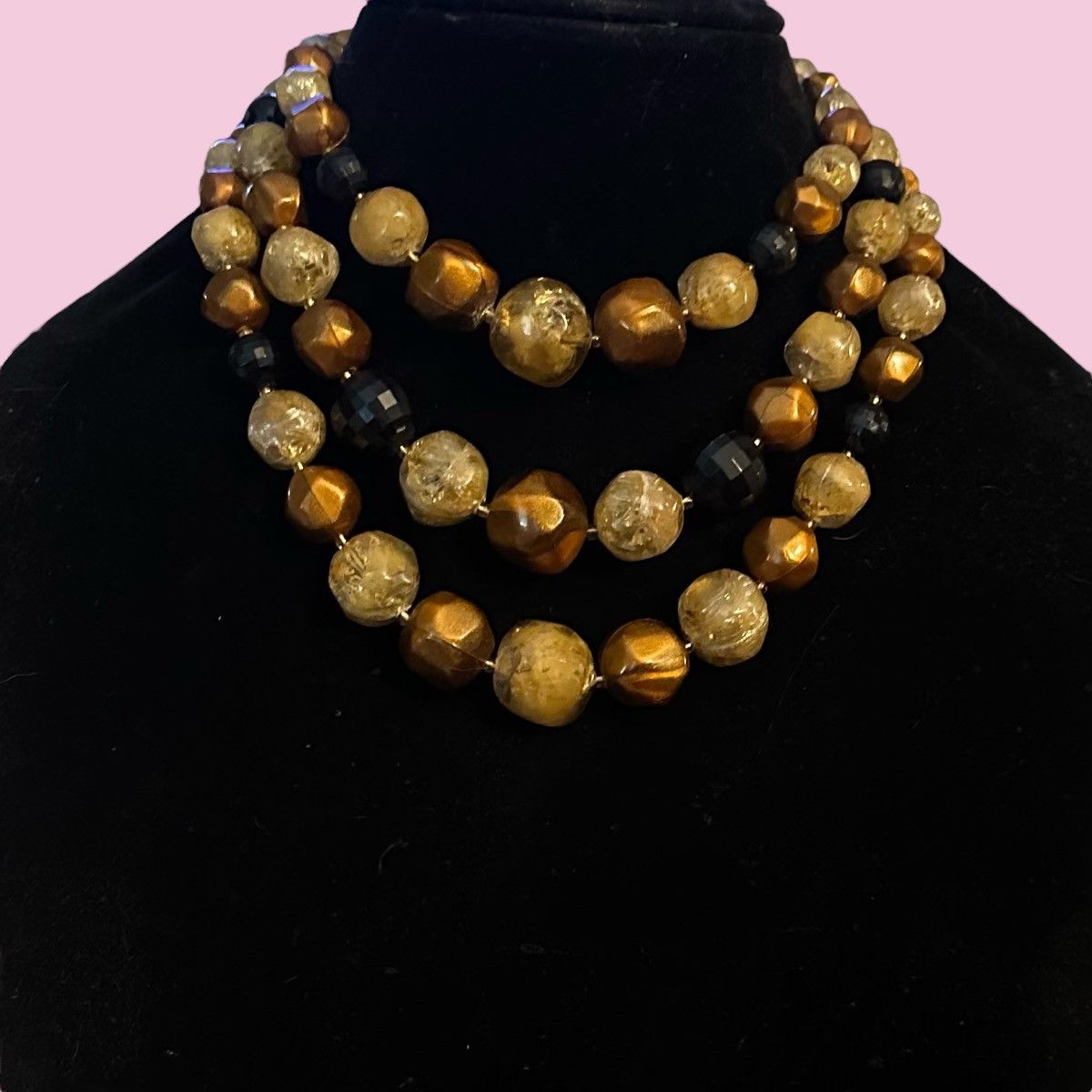 Vintage Vintage chunky layered gold, copper and black bead necklace Size ONE SIZE - 1 Thumbnail