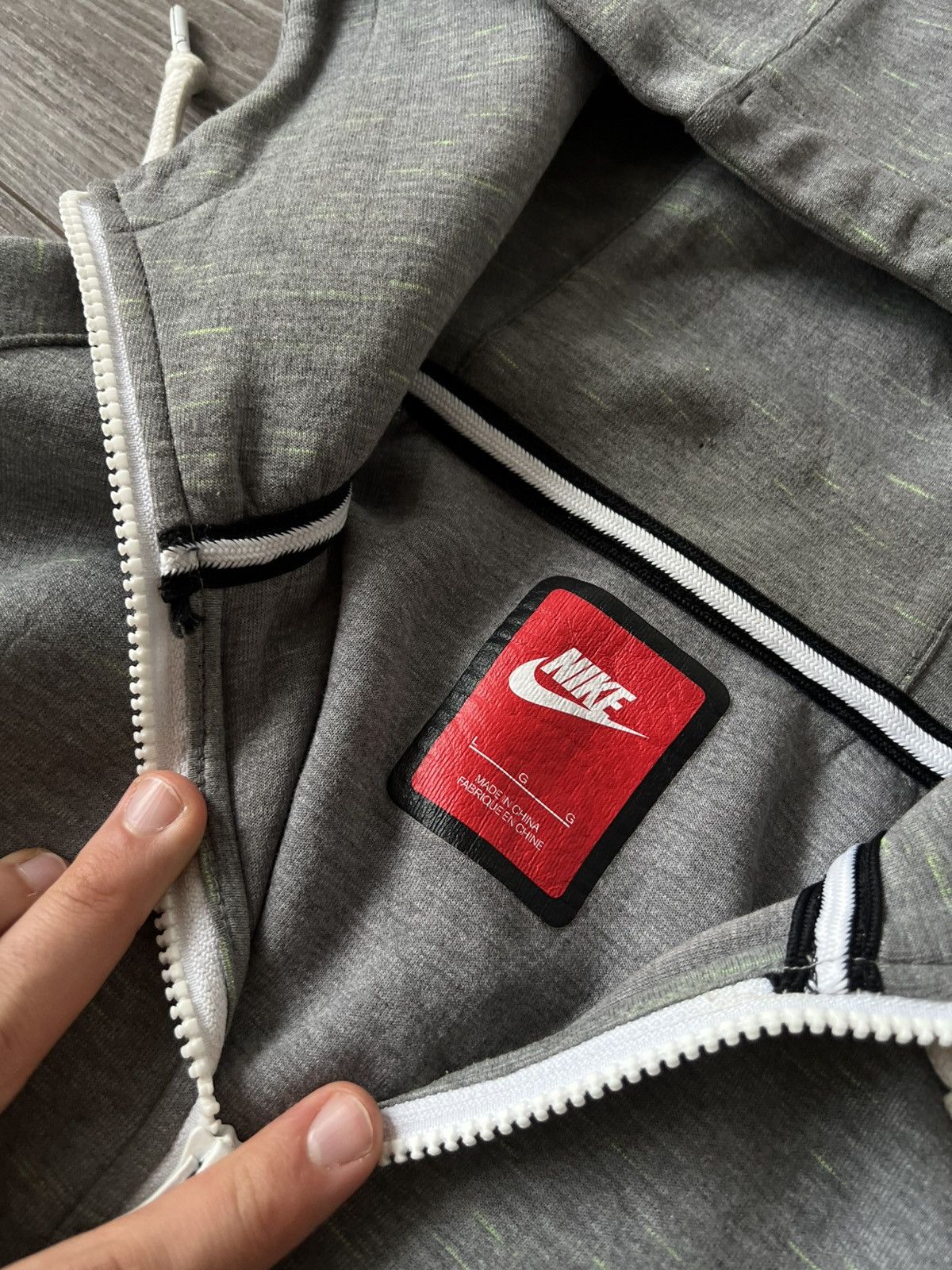 Designer × Nike ‼️Nike Tech Fleece Gray/Green Monochrome Zip Hoodie‼️ Size US L / EU 52-54 / 3 - 17 Thumbnail