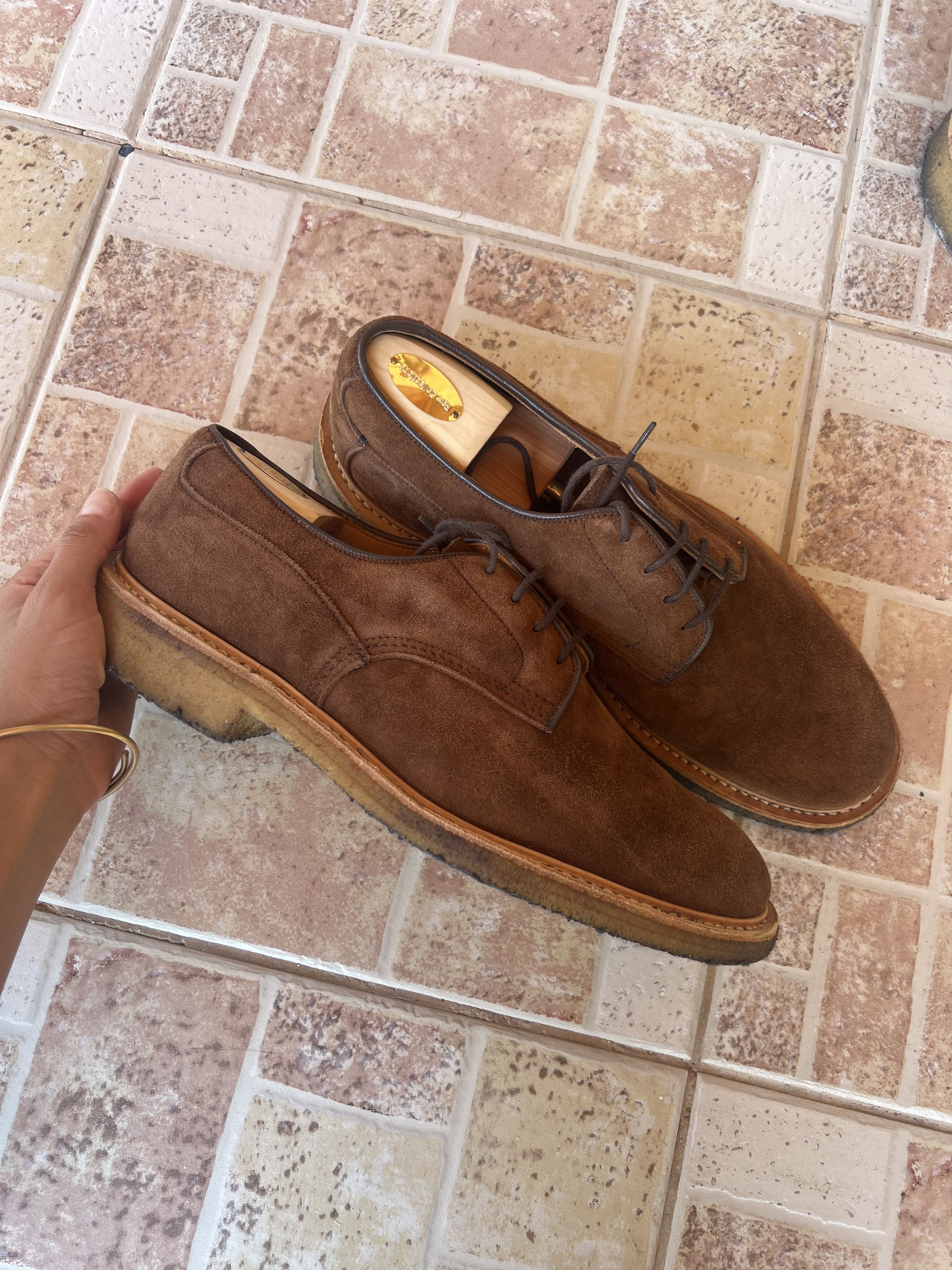 Trickers reverse kudu suede derbies