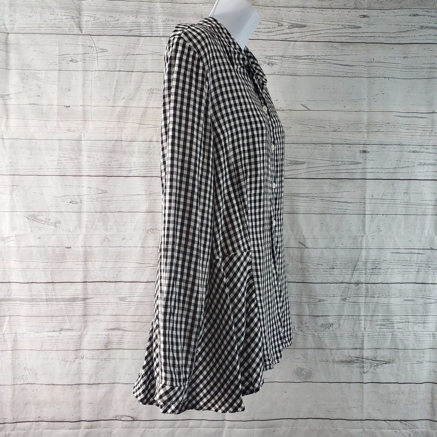 J. Jill J. Jill Womens Button Front Shirt XL Black Gingham Rayon Long Sleeve Shirt Womens XL Black Gingham Button-Up Size XL / US 12-14 / IT 48-50 - 3 Thumbnail