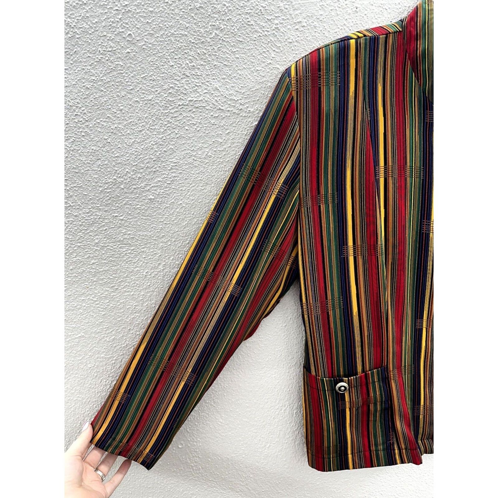 Vintage Kensington Square Womens Sweater Medium Striped Long Sleeve Zip Up Vintage Cardigan Knit Regular Red Size M / US 6-8 / IT 42-44 - 2 Thumbnail