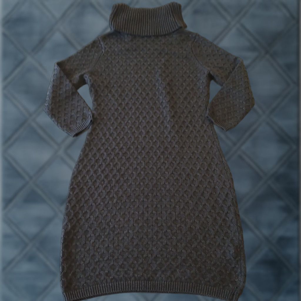 Calvin Klein Calvin Klein Sweater Dress M Gray Chunky Knit Long Sleeve Turtleneck Womens Knee Length Pullover Dry Clean Only Knit Stretch Regular Size M / US 6-8 / IT 42-44 - 1 Thumbnail