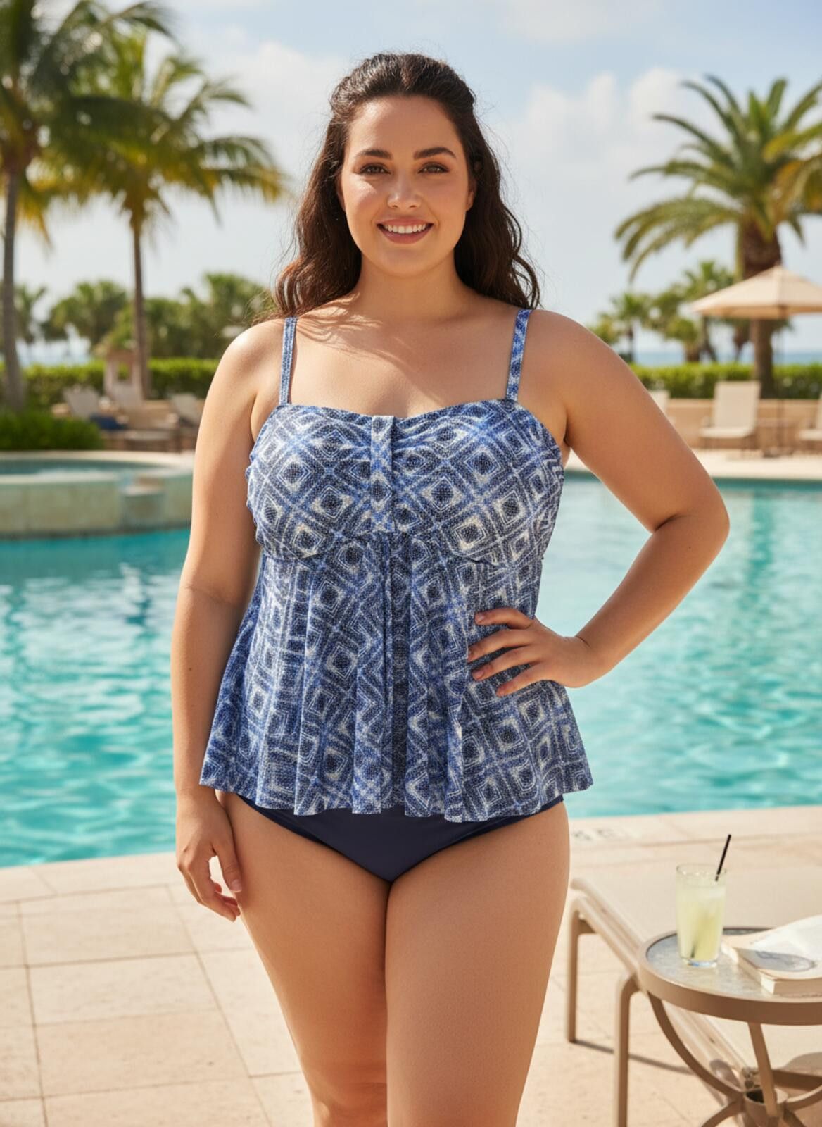 Croft & Barrow Croft & Barrow Blue Patterned Sleeveless Top Straps 26W Size ONE SIZE - 1 Thumbnail