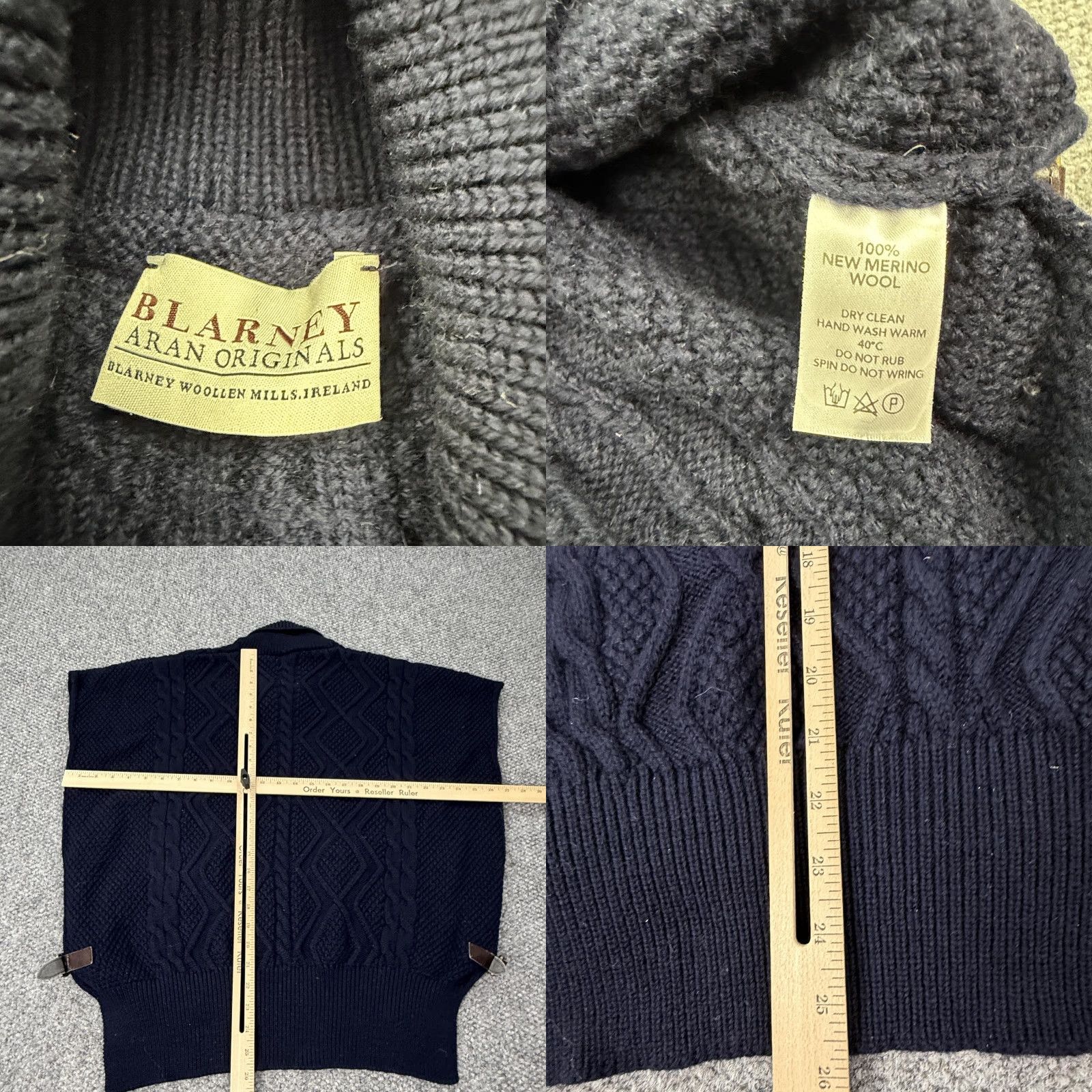 Vintage VINTAGE Blarney Sweater Poncho Womens One Size Navy Merino Wool Cable Cowl Neck Capes Buckle 90s Womens Size ONE SIZE - 8 Thumbnail