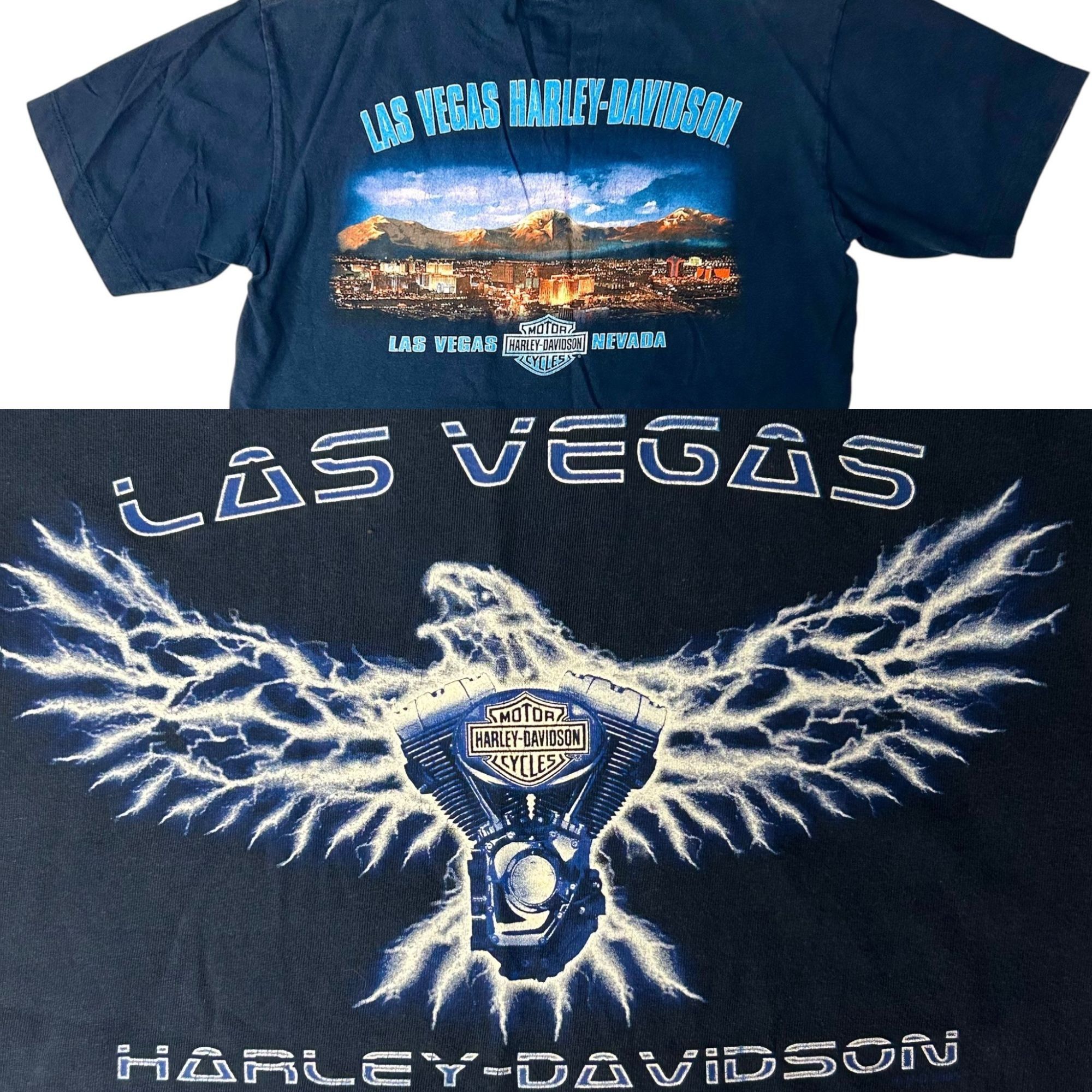 Harley Davidson Blue LIGHTNING ELECTRIC EAGLE City Skyline Motorcycle Biker Size US M / EU 48-50 / 2 - 1 Thumbnail