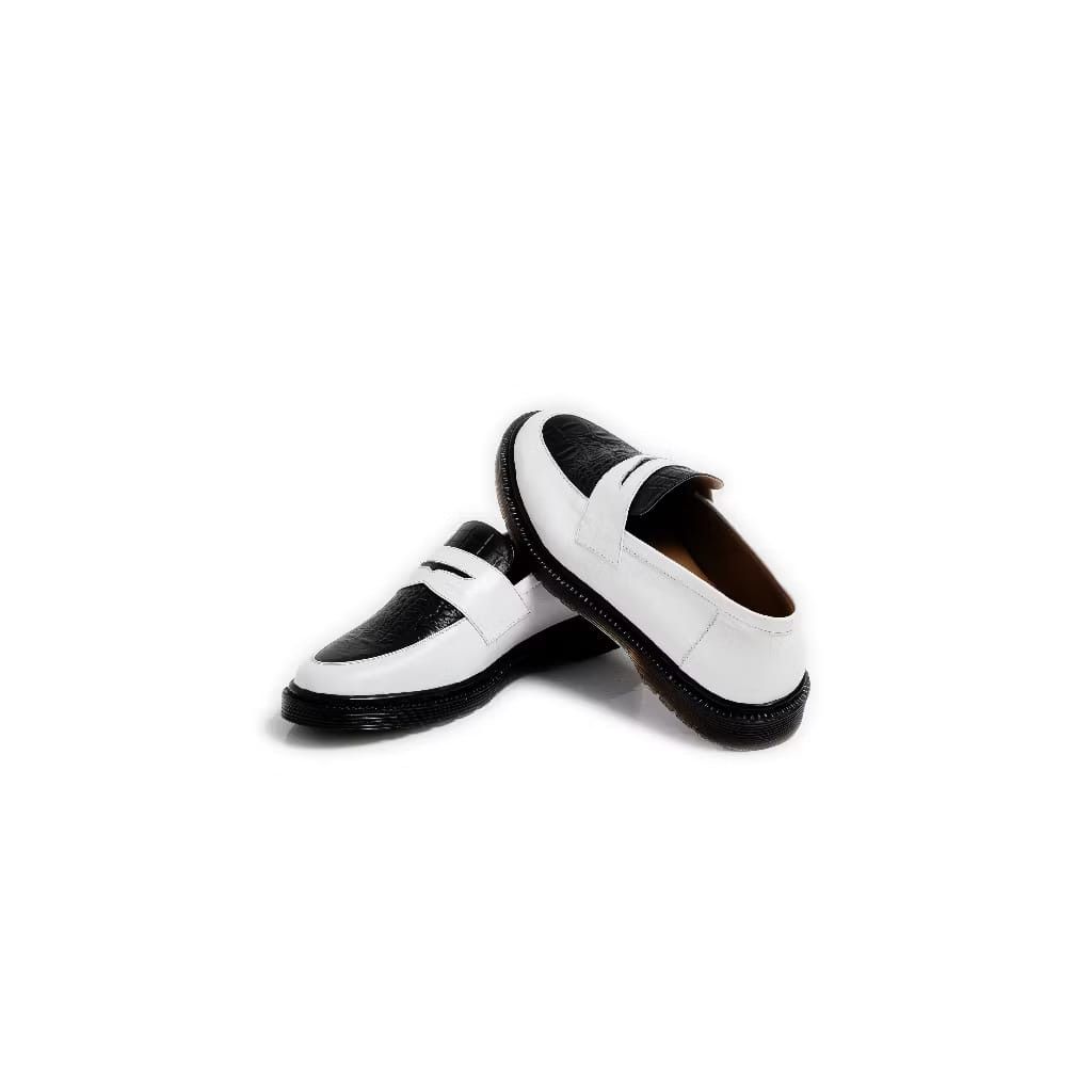 Leather Cano white Black Leather Loafer Shoe Size US 10 / EU 43 - 2 Thumbnail