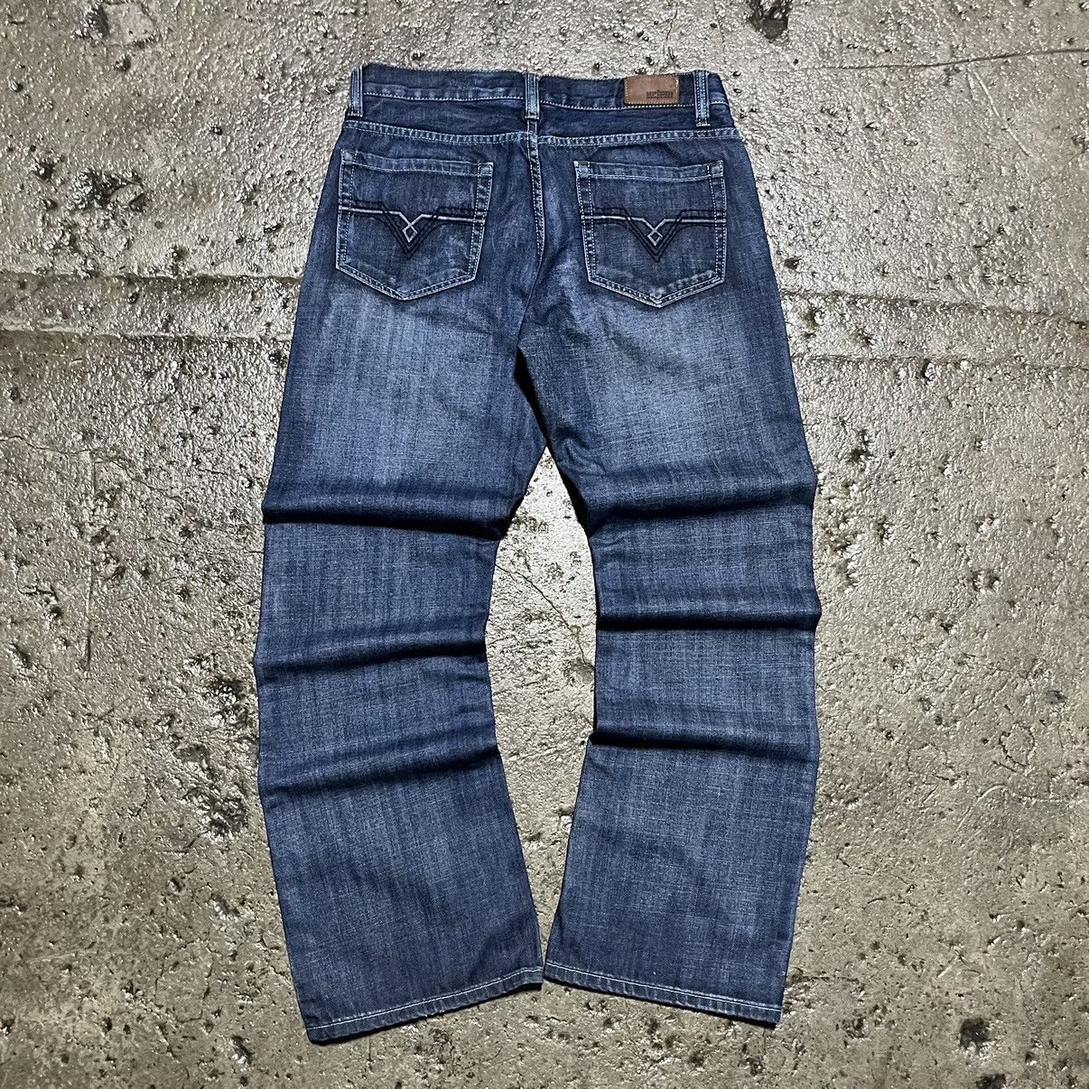 Crazy Y2K Affliction Style Wide Leg Flare Jeans Baggy Skater