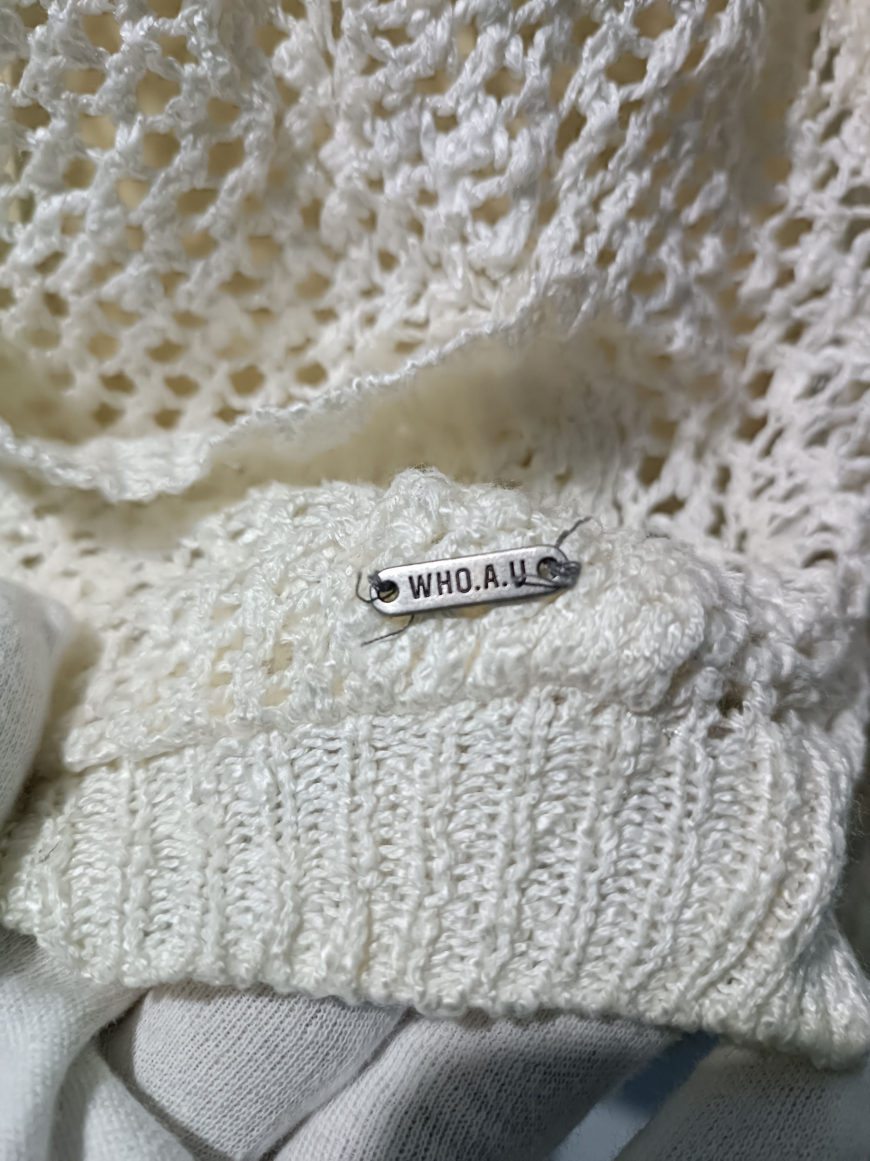 Japanese Brand × Who A.U. Who.A.U Spider Web Knit Hoodie Cardigan Beige Color Size M / US 6-8 / IT 42-44 - 7 Thumbnail