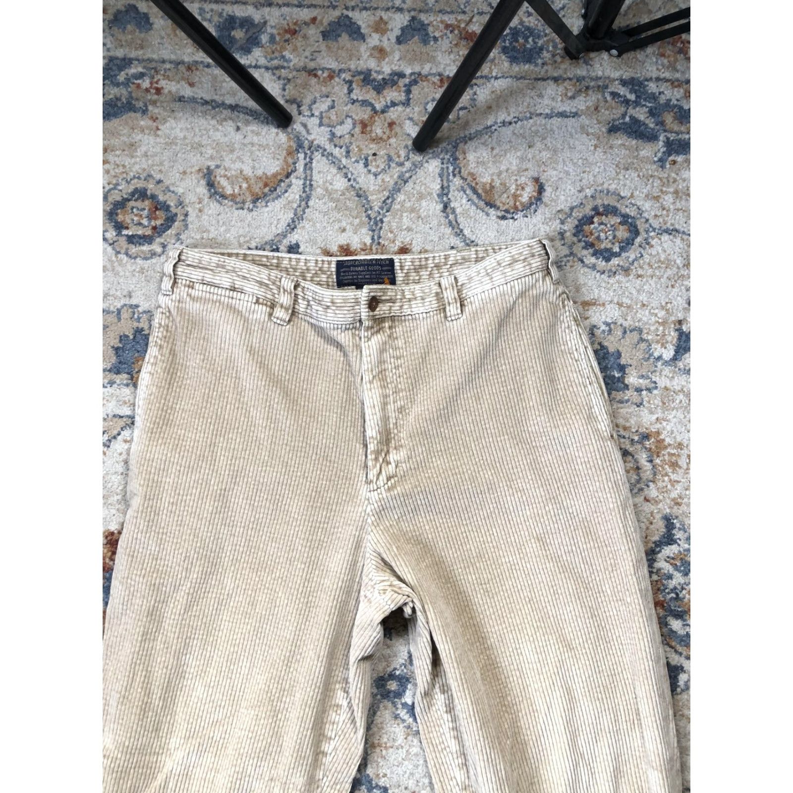 Abercrombie & Fitch VINTAGE Abercrombie & Fitch Corduroy Pants Mens 34x30 Khaki Zip Fly Chino Straight Pockets Beige 85% Cotton 15% Polyester Mens pants Size US 34 / EU 50 - 2 Thumbnail