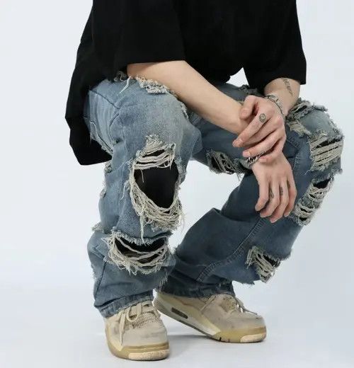 Japanese Brand × Jean High Street Beggar Distressed Micro Flare Wide Leg Jeans Size US 32 / EU 48 - 4 Thumbnail