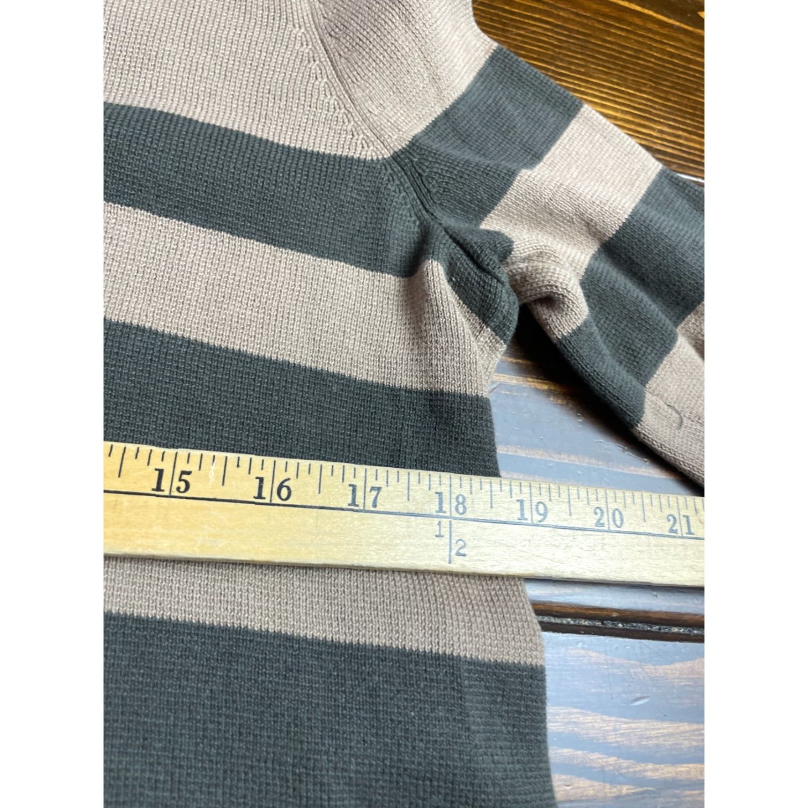 Free People VINTAGE Free People Sweater Women’s Size Medium Tan Green Striped Mock Neck Long Sleeve Size M / US 6-8 / IT 42-44 - 8 Thumbnail