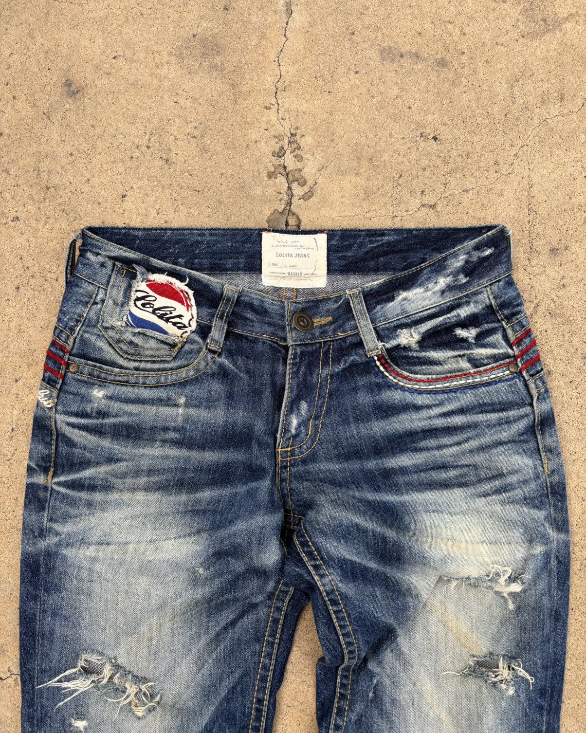 If Six Was Nine Thrashed Distressed LOLITA PEPSI Jeans ERD Grunge Size US 32 / EU 48 - 5 Thumbnail