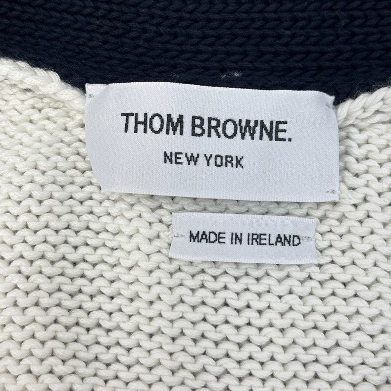 Thom Browne Thom Browne Size 4White Stripe 4-button Knit Cardigan 2501- Size US XL / EU 56 / 4 - 5 Thumbnail