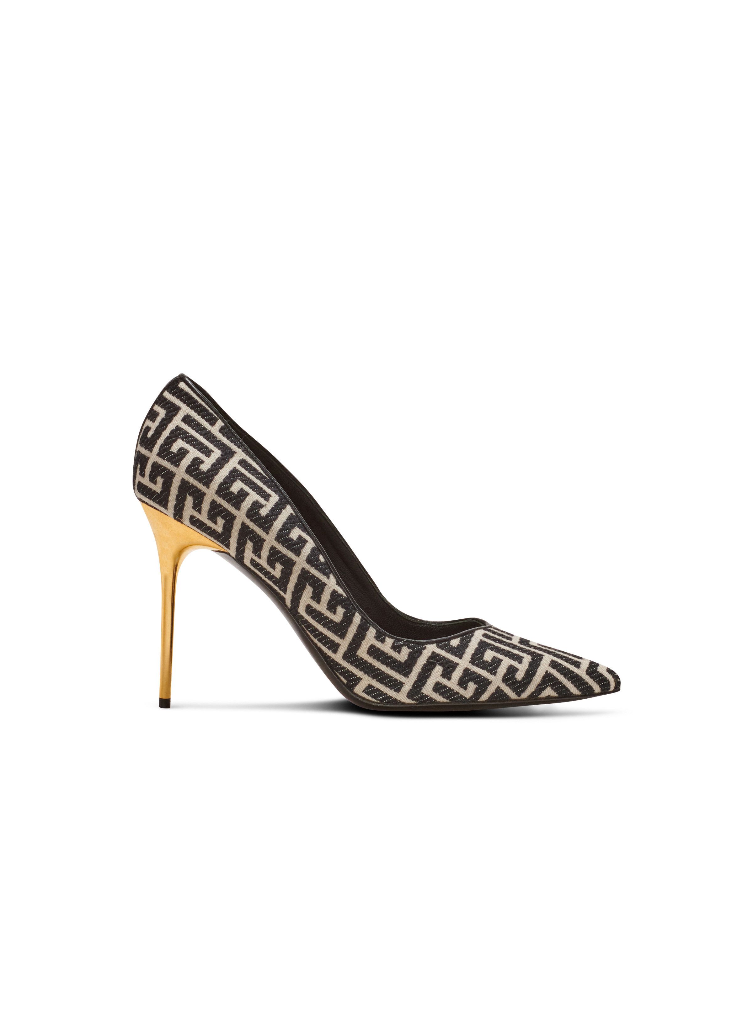 Balmain o1s1wg110925 Ruby Stilettos With Jacquard Monogram in Black Size US 6 / IT 36 - 1 Thumbnail